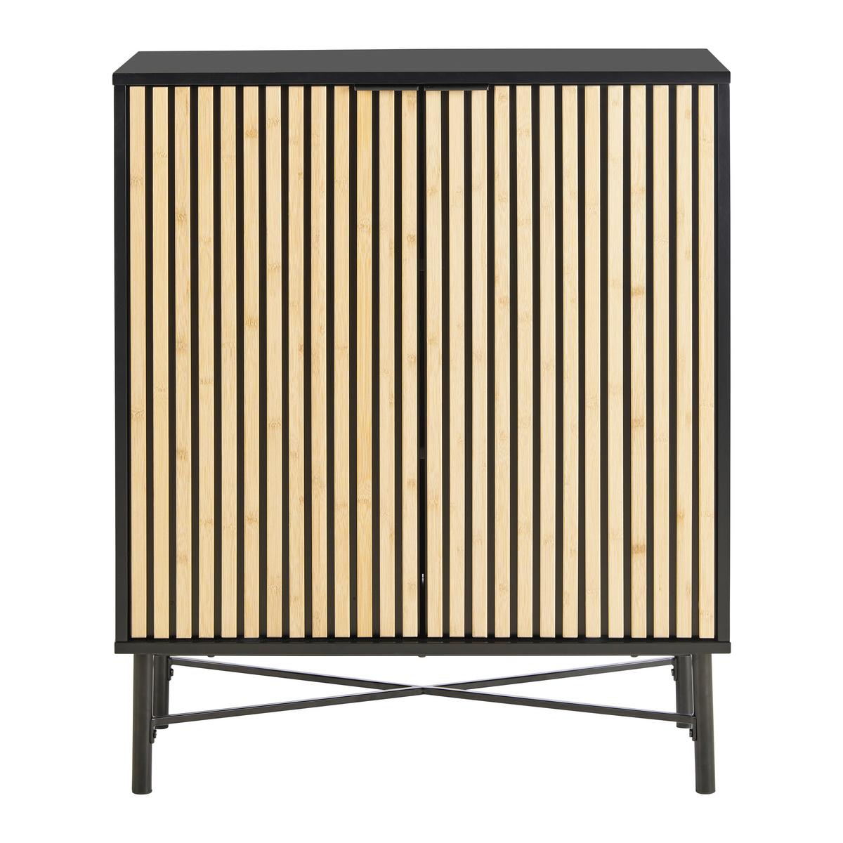 Kommode Madrid Natur/Schwarz Echtholz - Schwarz/Naturfarben, MODERN, Holz/Holzwerkstoff (76/90/35cm) - Mömax