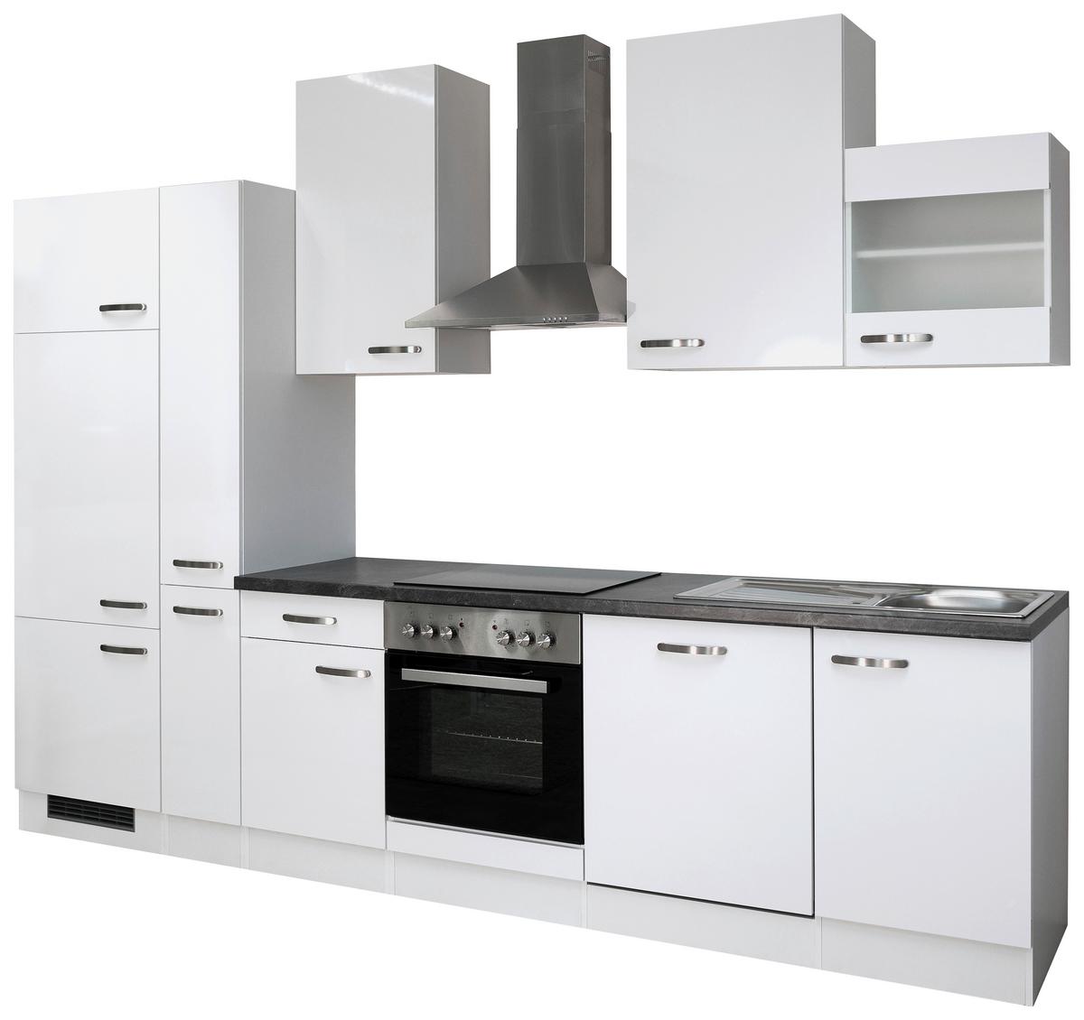 Kuhinjski Blok Z Aparati Alba, Bela - barve nerjavečega jekla/bela, Moderno, kovina/leseni material (310cm) - FlexWell