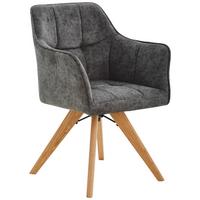 KRZESŁO Z PODŁOKIETNIKAMI EASY - antracytowy/kolor naturalny, Konventionell, tkanina/drewno (64/86,5/58cm) - Livetastic