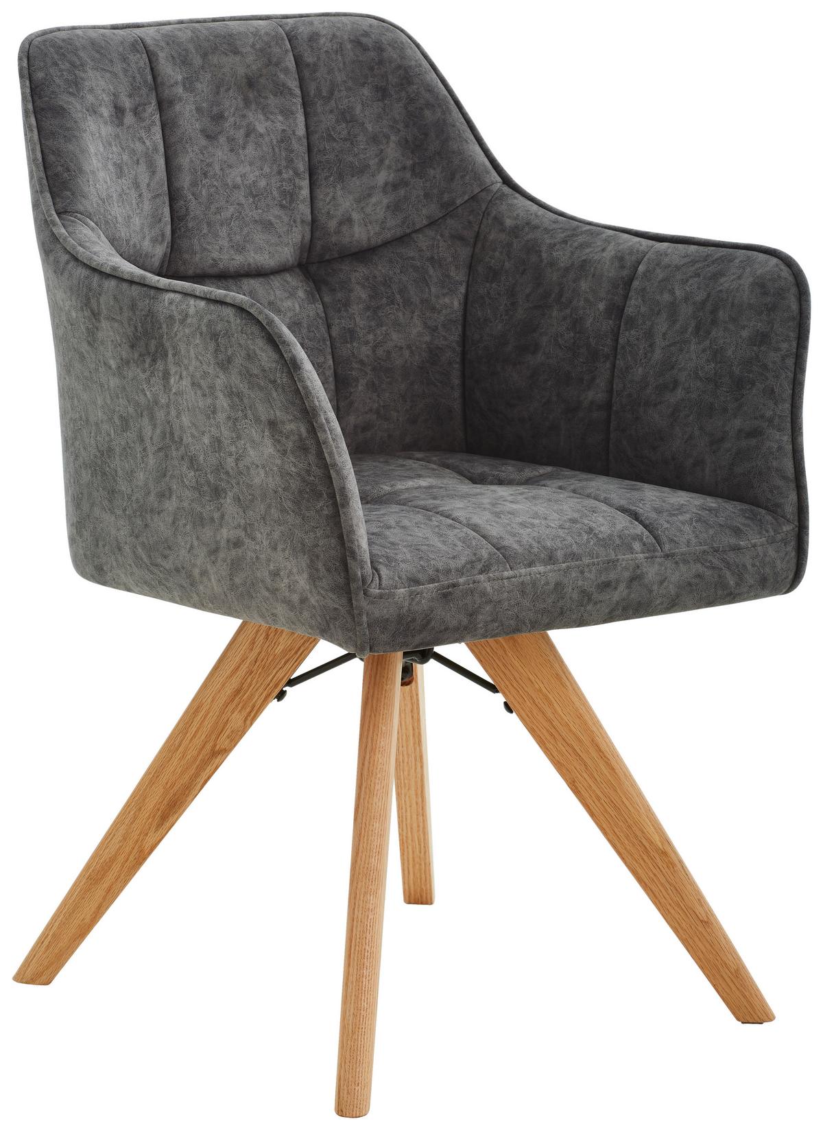 KRZESŁO Z PODŁOKIETNIKAMI EASY - antracytowy/kolor naturalny, Konventionell, tkanina/drewno (64/86,5/58cm) - Livetastic