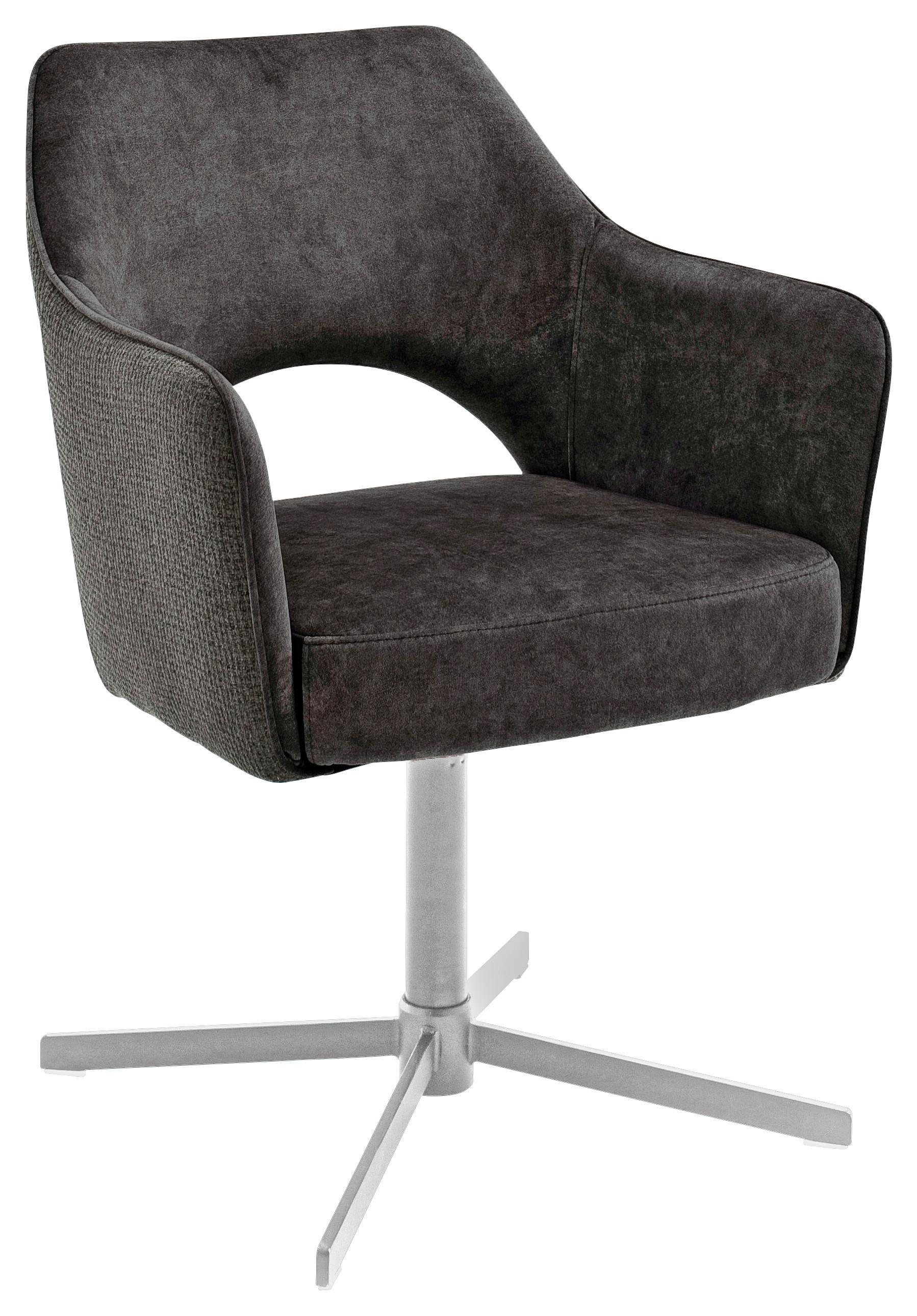 STOL MED ARMSTÖD VALLETTA - kromfärg/antracit, Klassisk, metall/textil (61/85/60cm) - Premium Living
