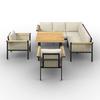 DINING-LOUNGESET CASSANDRA - Hellbraun/Teakfarben, MODERN, Holz/Textil - Bessagi Garden