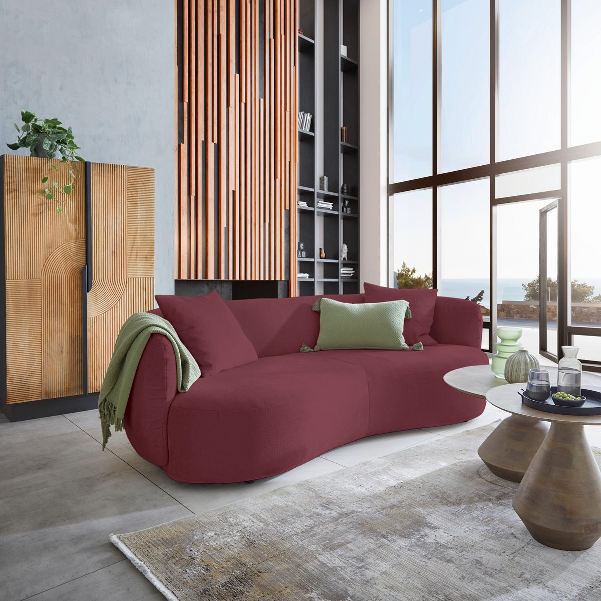 Bigsofa Leonas Bordeaux - Bordeaux/Schwarz, MODERN, Kunststoff/Textil (235/72/110cm) - Premium Living