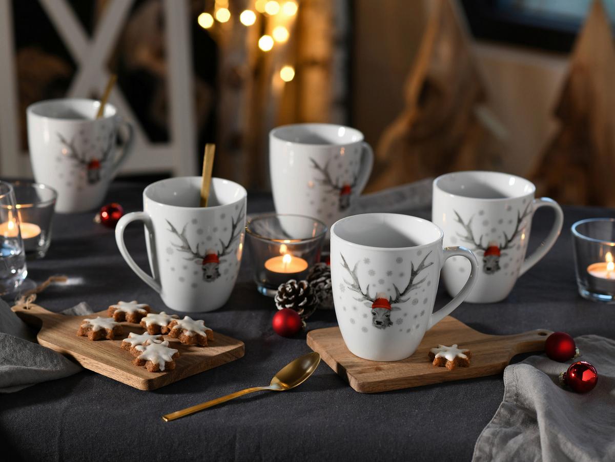 Servis Za Zajtrk Christmas Reindeer, 18-Delni - bela, Basics, keramika - Creatable
