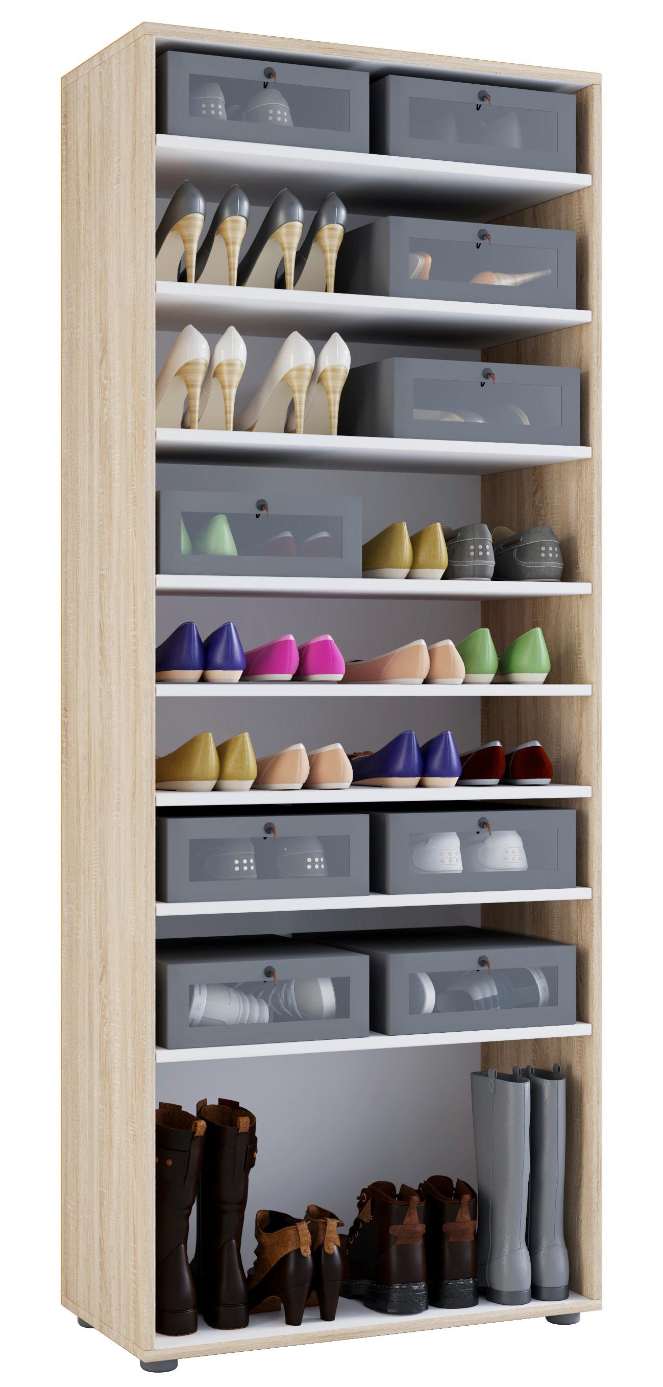 Schuhschrank Vandol I 9 Ot - Sonoma Eiche, Design, Holzwerkstoff (71/180/37cm) - MID.YOU