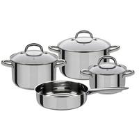 Set Posod Montreal, 4-Delni - barve nerjavečega jekla/prozorno, Basics, kovina/steklo - GSW