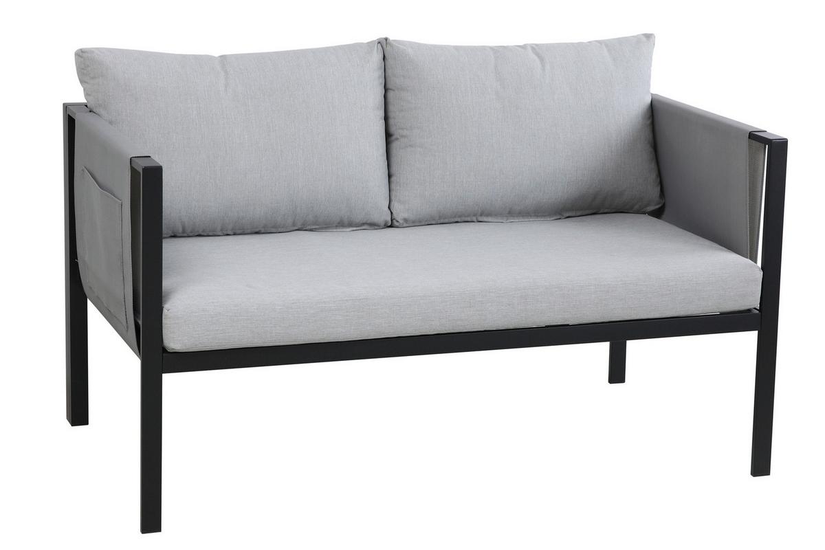 Gartenset 4-tlg. Grau/Schwarz - Schwarz/Grau, Design, Glas/Kunststoff - Gardenson