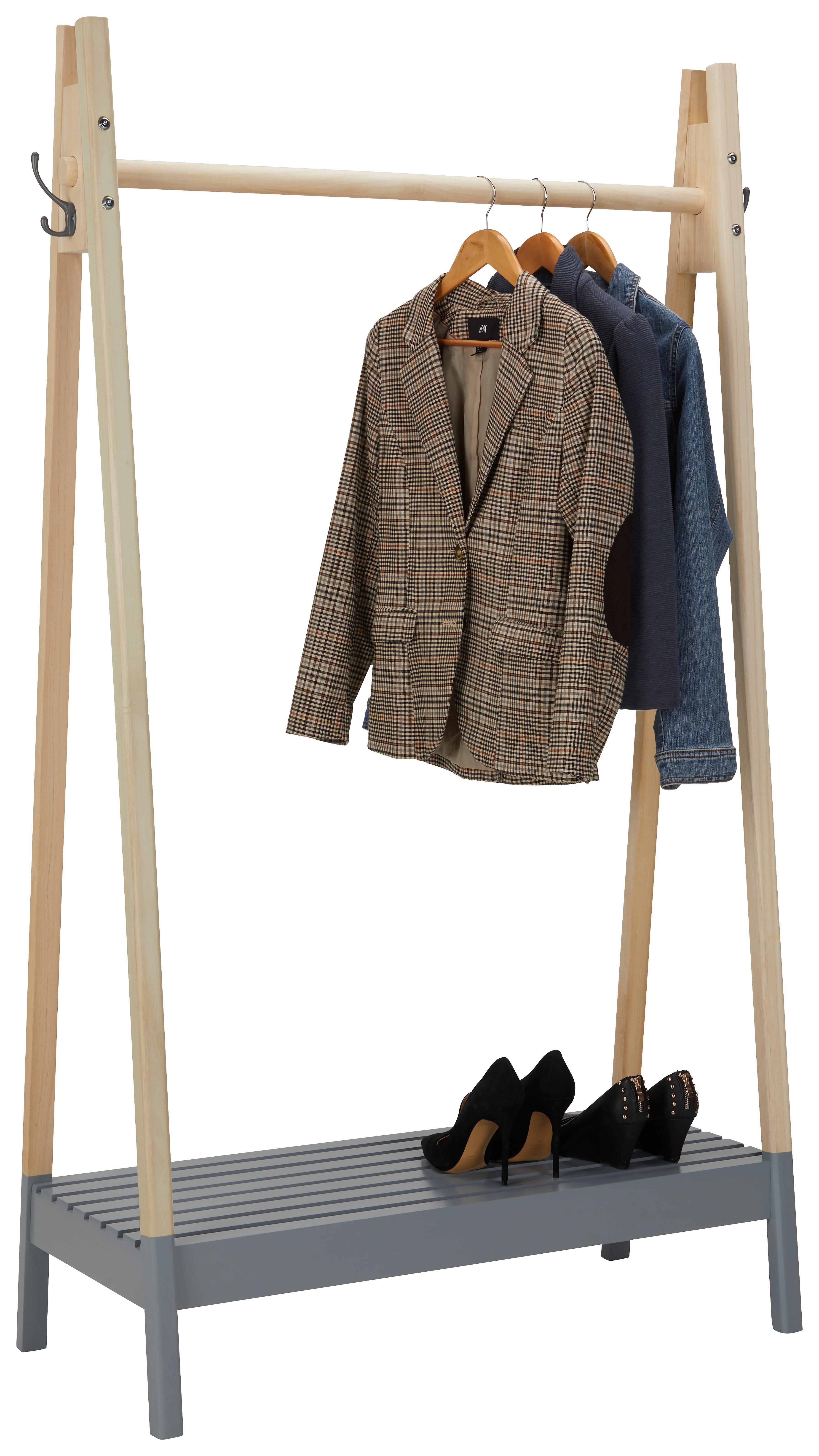 Kleiderwagen Tadeo aus Paulownia - Dunkelgrau/Naturfarben, MODERN, Holz/Holzwerkstoff (105,5/170/46cm) - Mömax