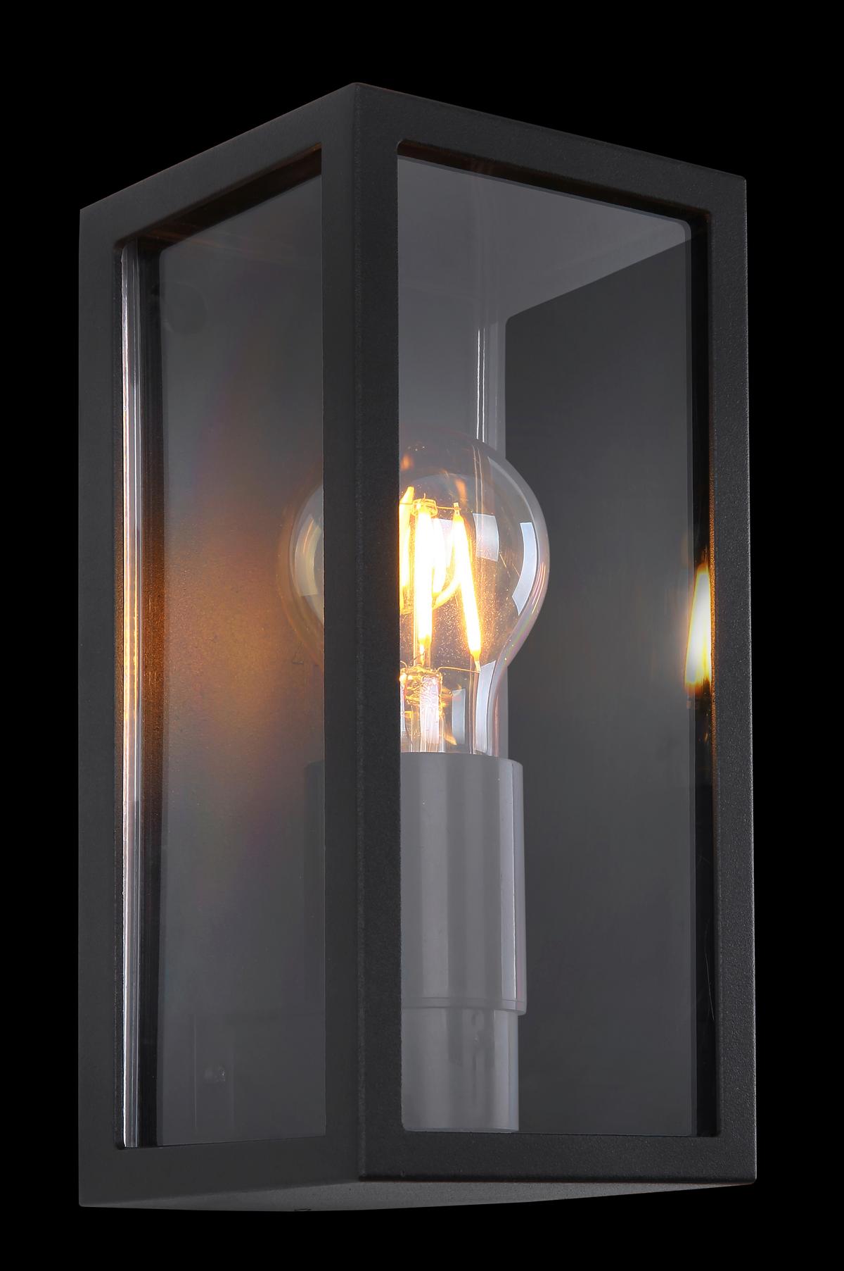 AUSSENWANDLEUCHTE 31981 - Klar/Schwarz, Basics, Kunststoff/Metall (11/11/22,8cm) - Globo