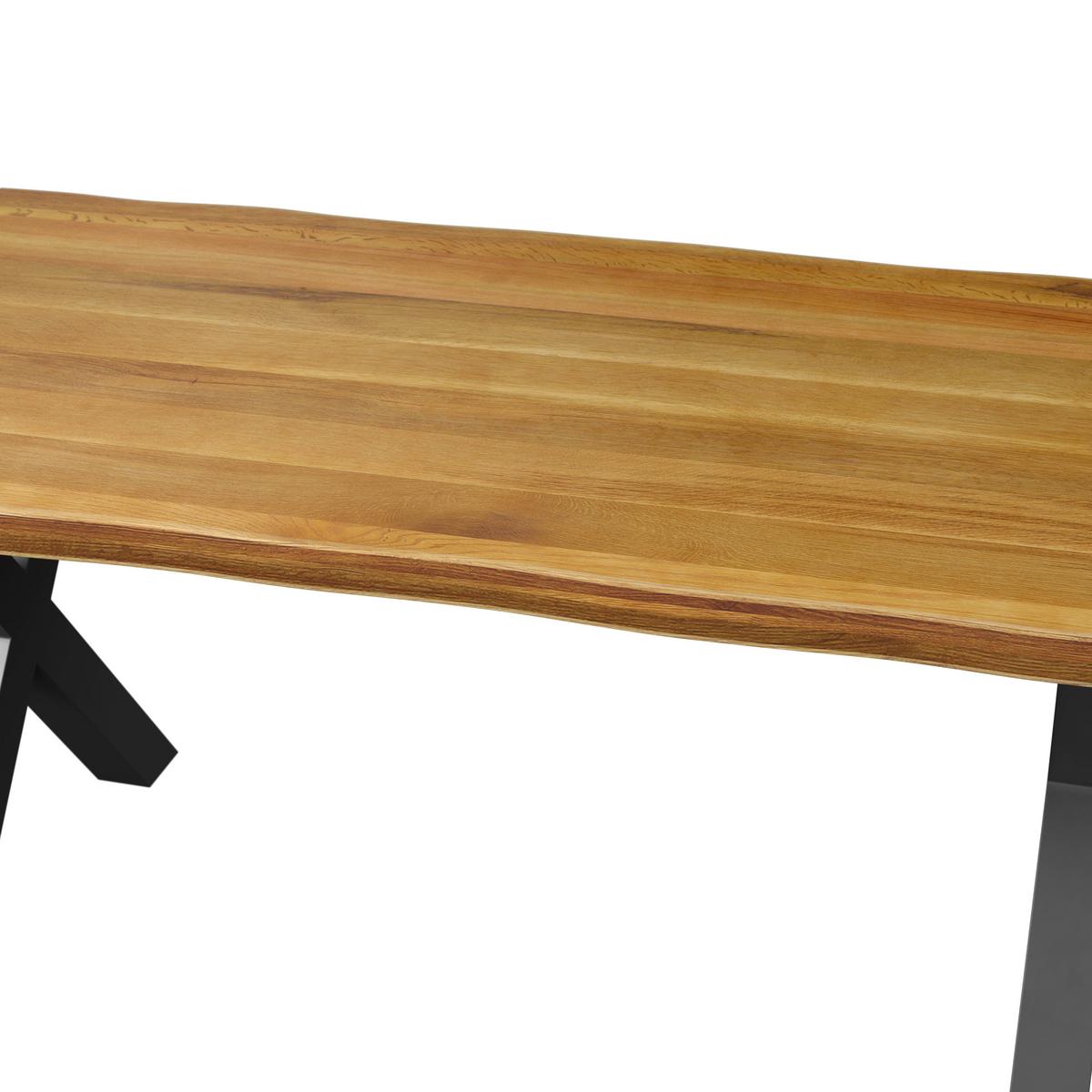 Ausziehtisch Ariano Eiche Echtholz ca. 160-240/90/76 cm - Eichefarben/Schwarz, MODERN, Holz/Metall (160-240/76/90cm) - Bessagi Home