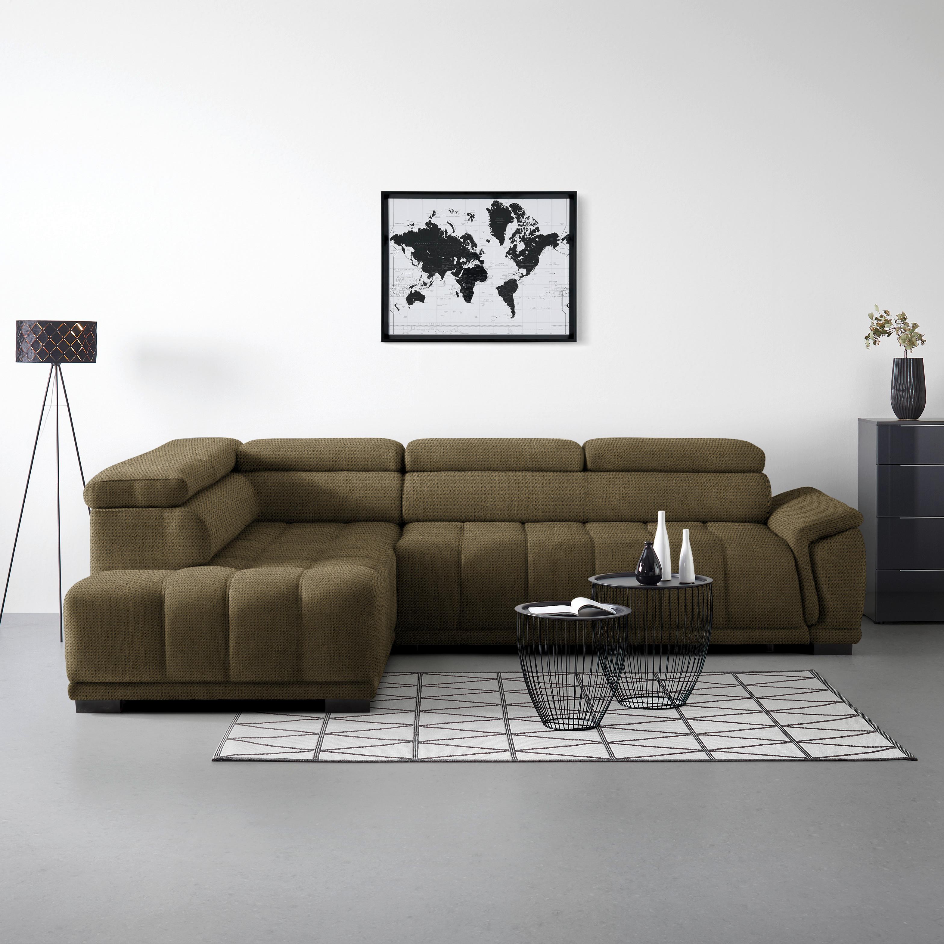 Ecksofa Gremio Links Taupe - Taupe/Schwarz, MODERN, Kunststoff/Textil (206/283cm) - Premium Living