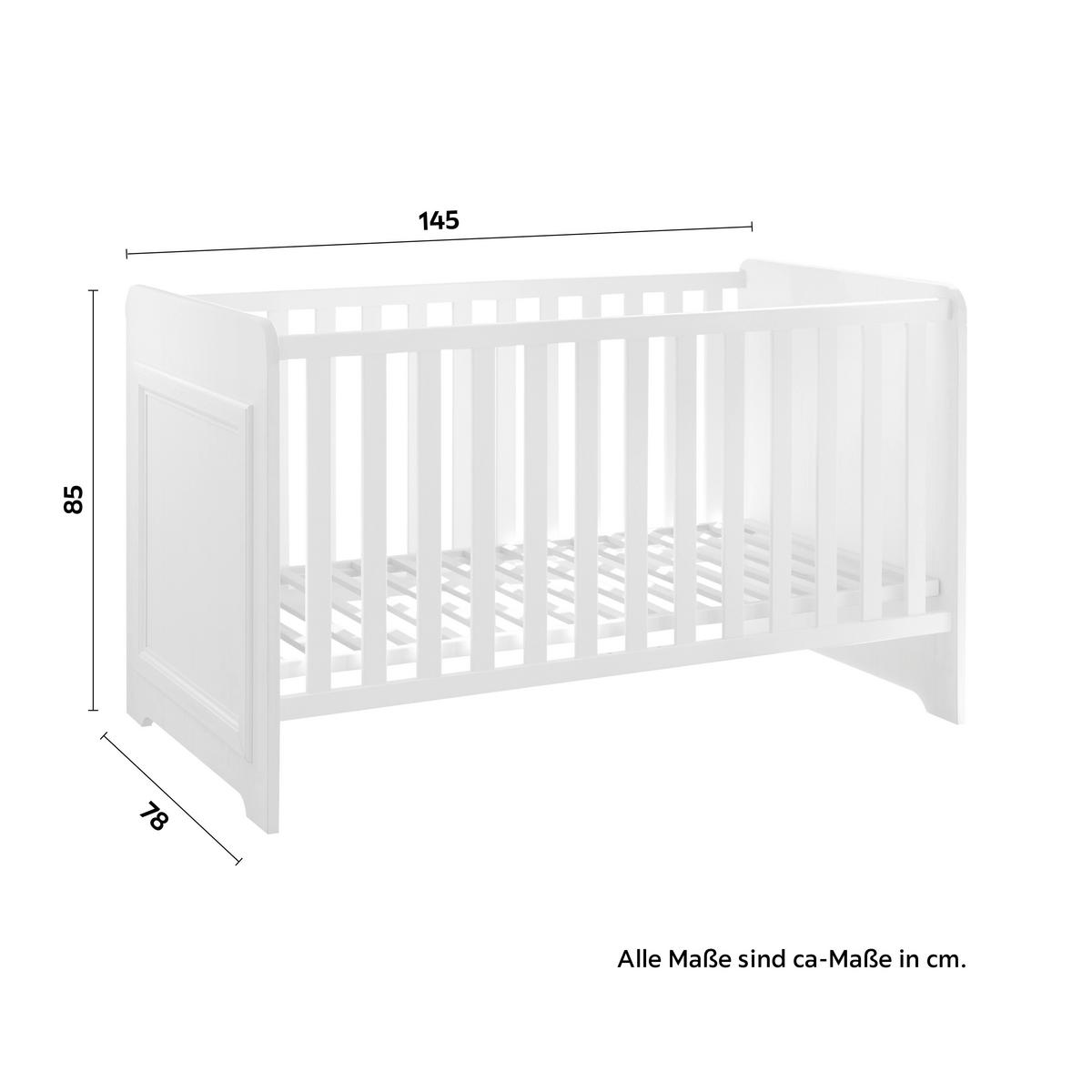 Gitterbett Marilou in Weiss ca. 70x140cm - Weiss, Romantik / Landhaus, Holzwerkstoff (70/140cm) - Zandiara