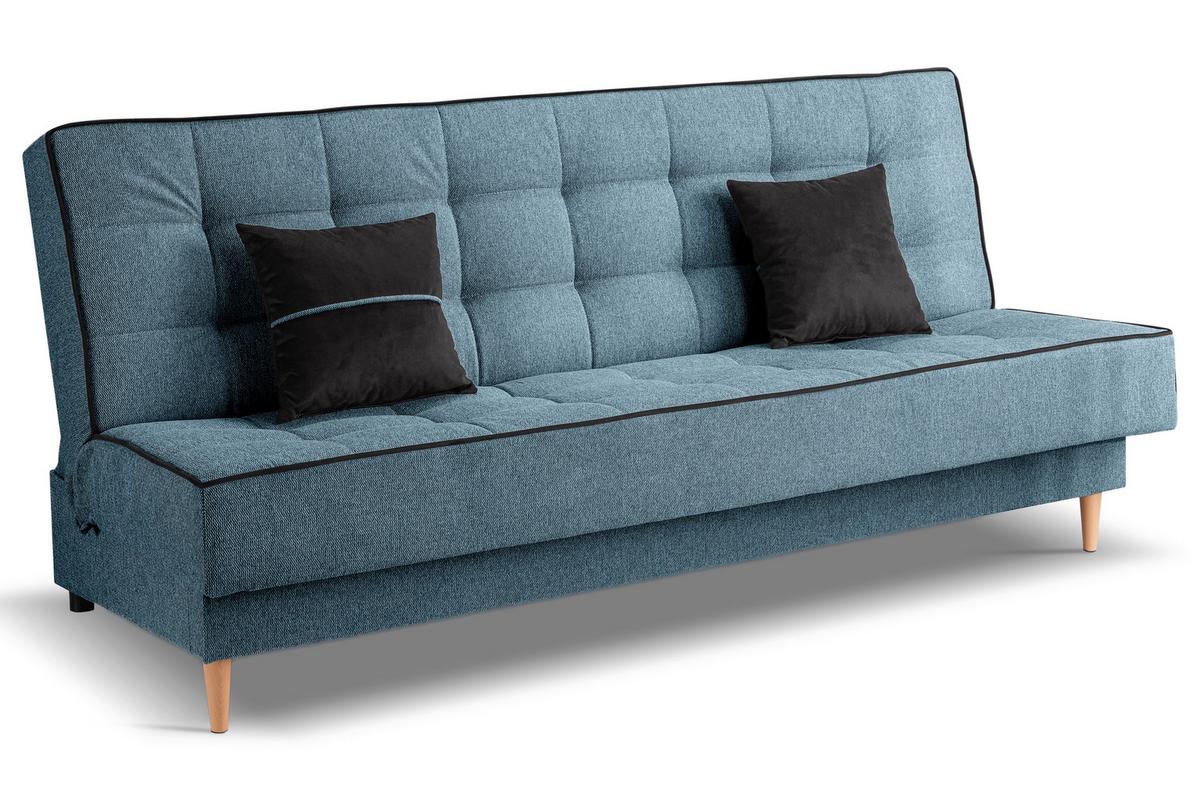 Schlafsofa Bono Blau - Blau/Hellbraun, Basics, Holz/Textil (199/91/91cm) - MID.YOU