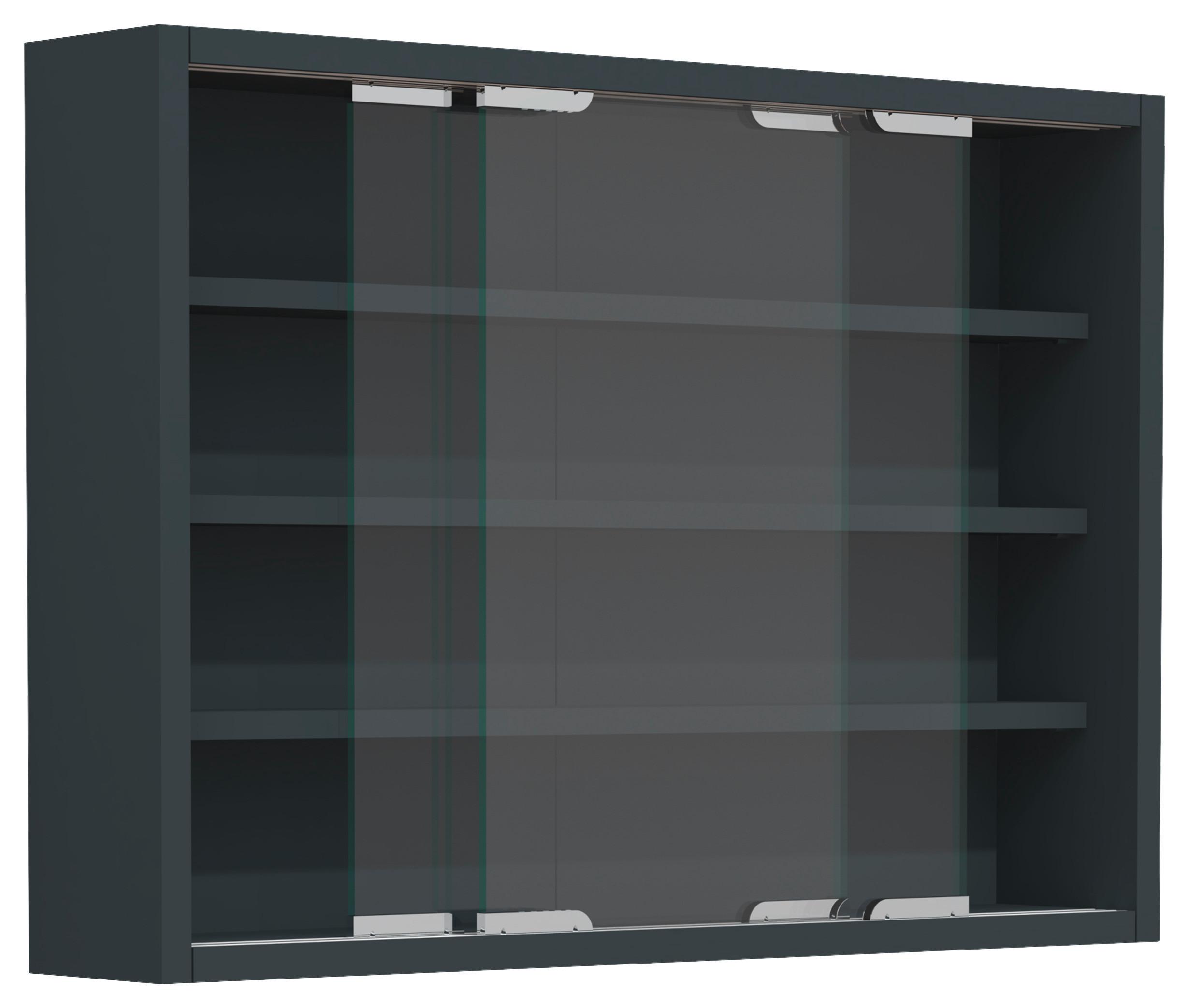 Viseča Vitrina Agisa M, Siva - srebrne barve/antracit, Moderno, steklo/leseni material (57/40/10cm) - MID.YOU