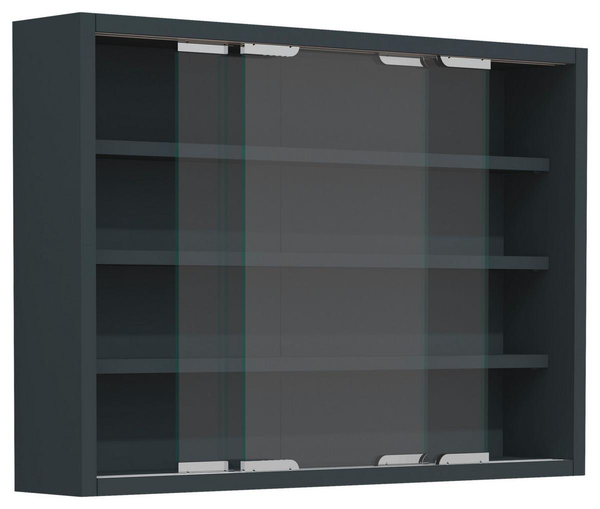 Viseča Vitrina Agisa M, Siva - srebrne barve/antracit, Moderno, steklo/leseni material (57/40/10cm) - MID.YOU