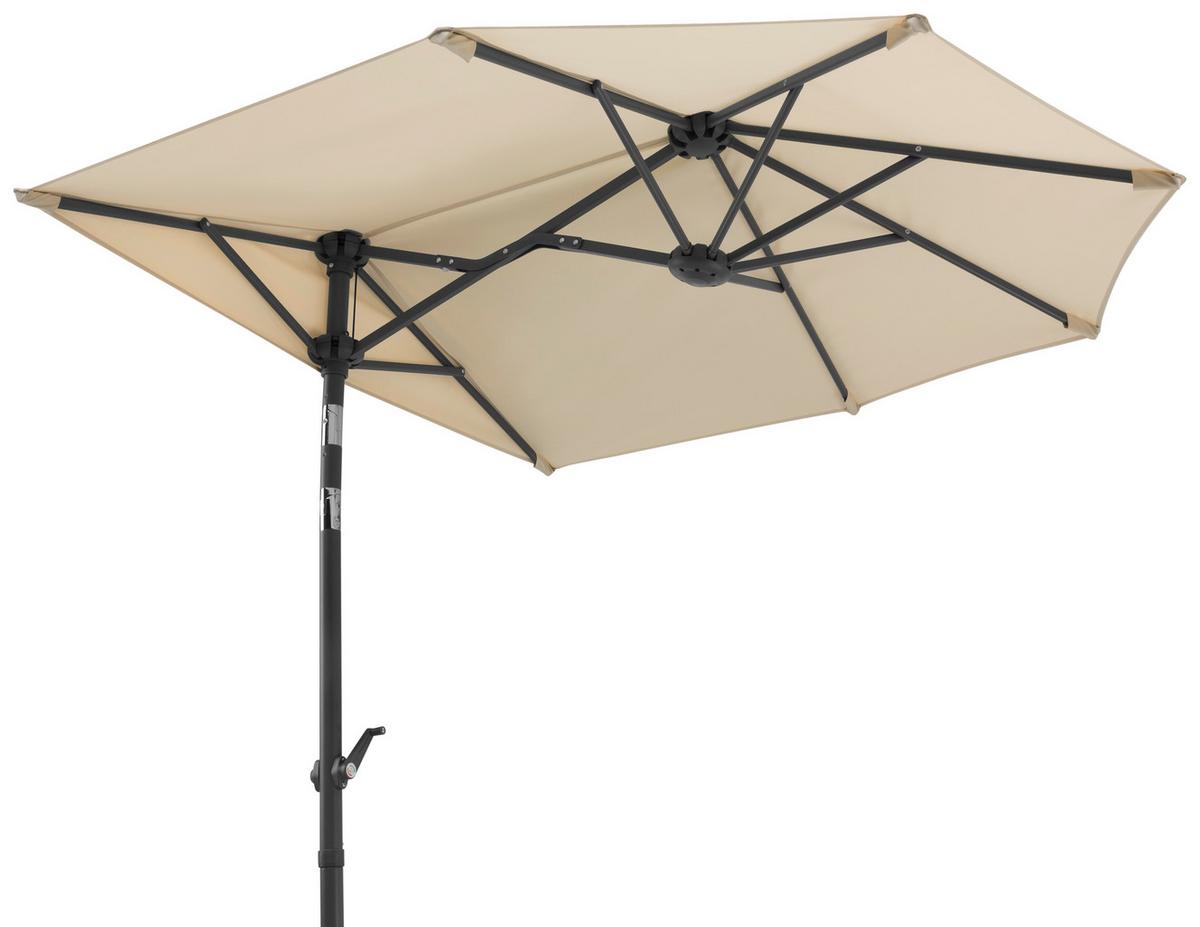 Ampelschirm Salerno Mezza ca.150x228x150cm Naturfarben - Anthrazit/Naturfarben, Basics, Textil/Metall (150/228/150cm) - Schneider