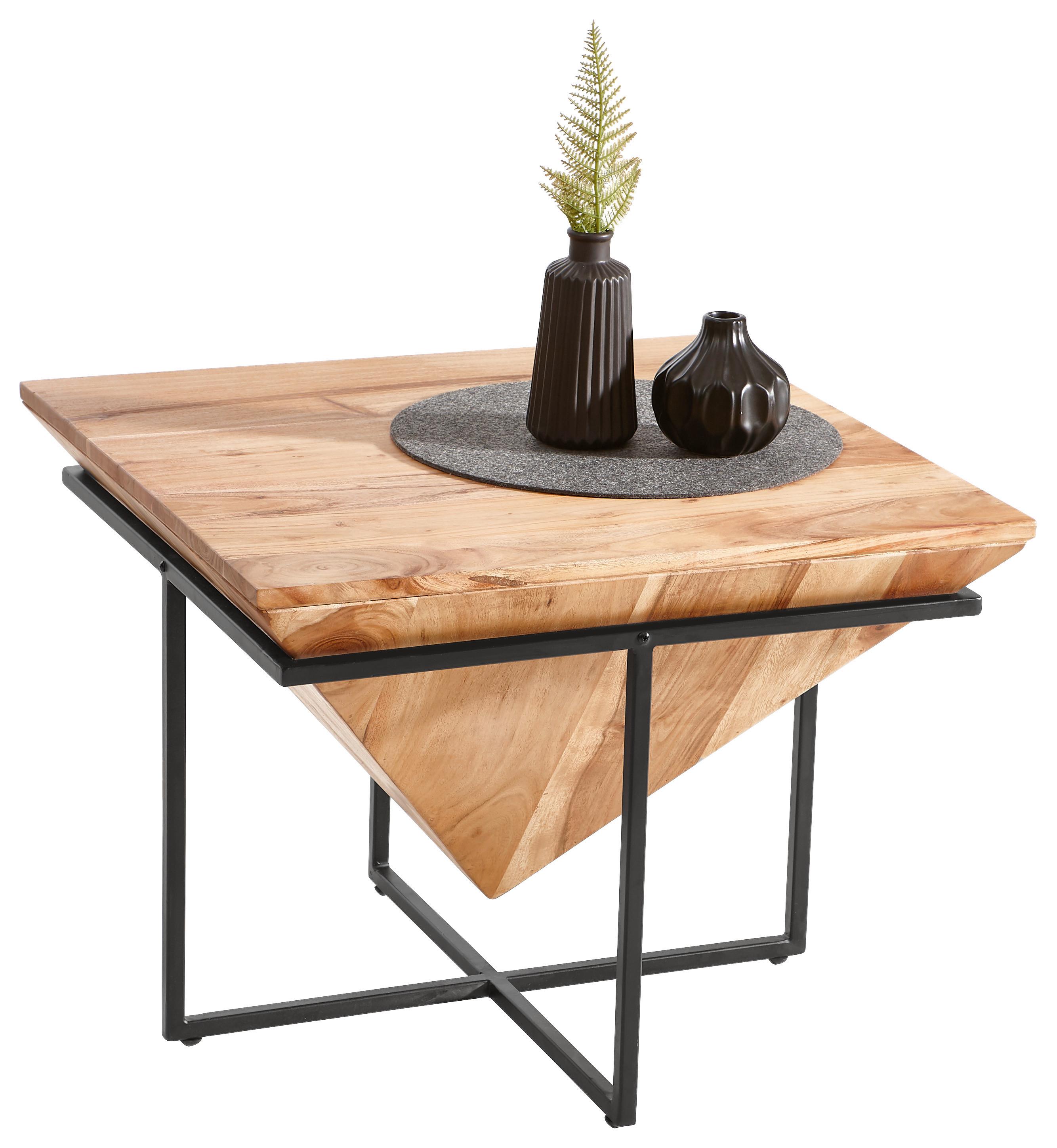 STOLIK KAWOWY GOA II - kolor naturalny/czarny, Lifestyle, metal/drewno (60/60/45cm) - Landscape