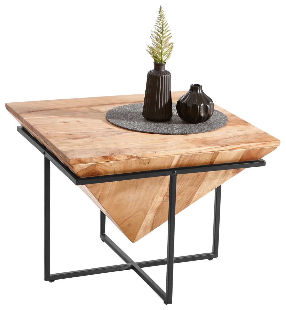 STOLIK KAWOWY GOA II - kolor naturalny/czarny, Lifestyle, metal/drewno (60/60/45cm) - Landscape