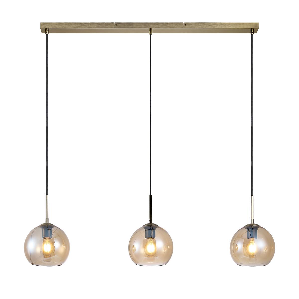 LAMPA WISZĄCA LEONIE *SBN* - kolor bursztynowy, Basics, metal/szkło (110/20/150cm) - Novel