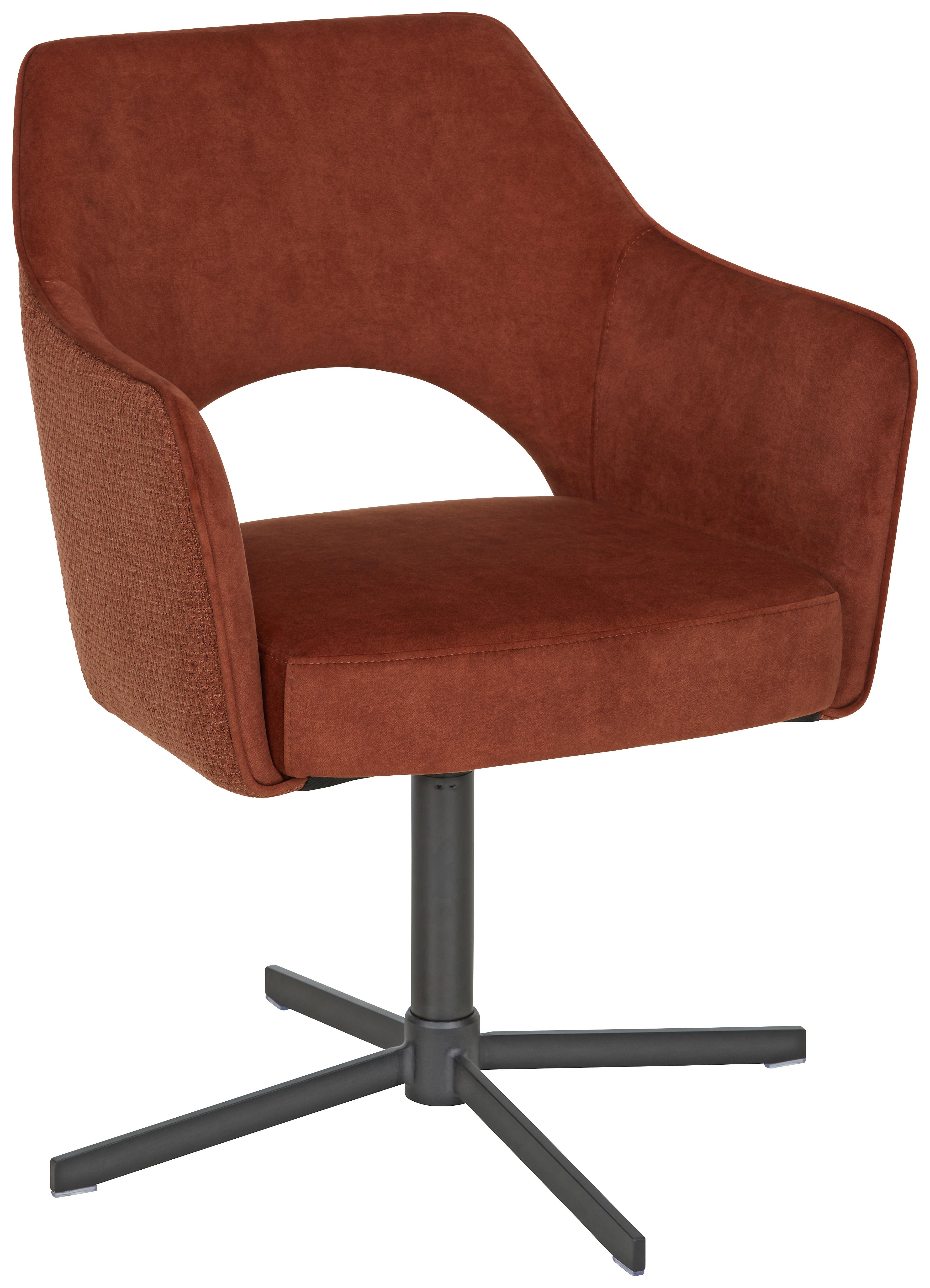 chaise accoudoirs in Rostfarben - couleur rouille/noir, Konventionell, métal/textile (61/85/60cm) - Premium Living