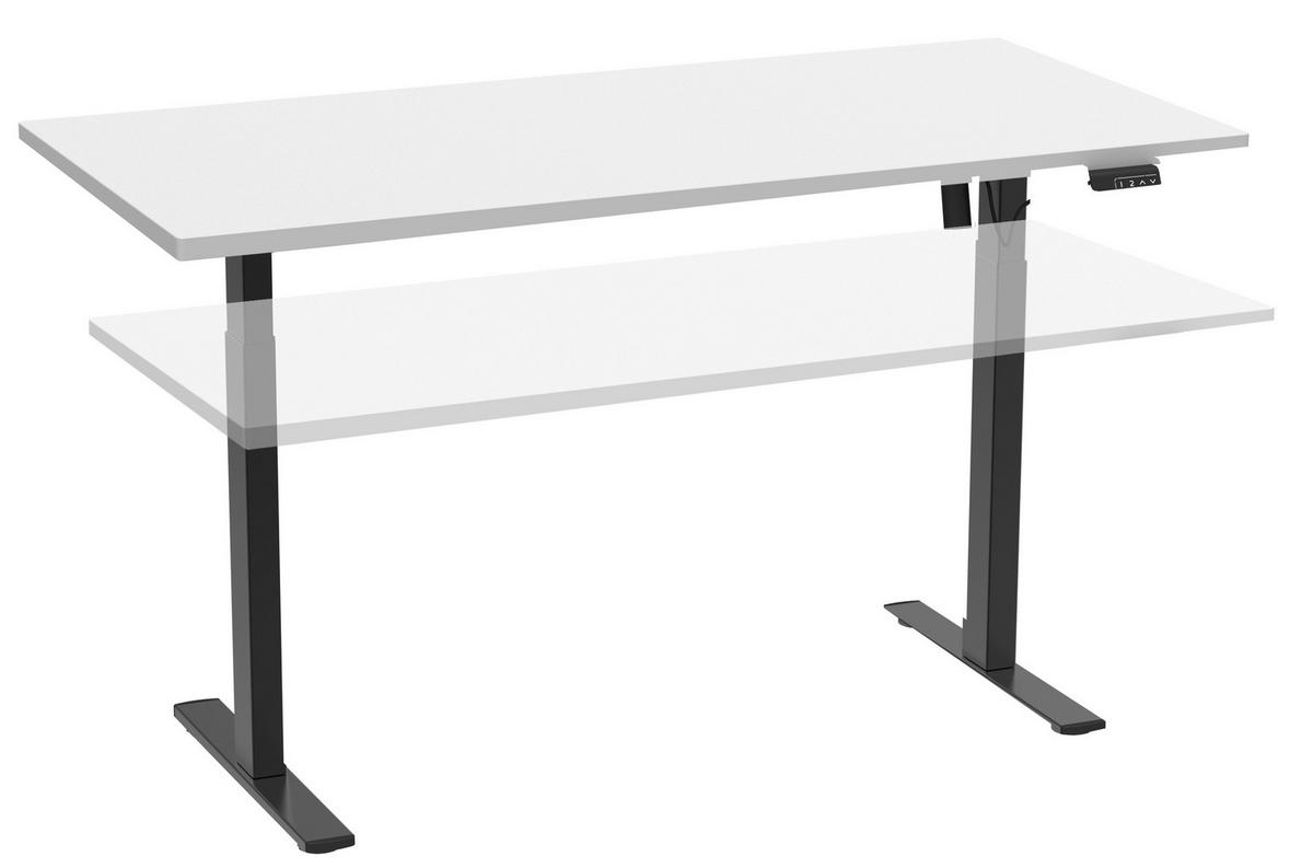 Dvižna Miza E-lona, Bela, Črna, 110x80cm - srebrne barve/črna, Design, kovina/leseni material (110/80/71cm) - MID.YOU