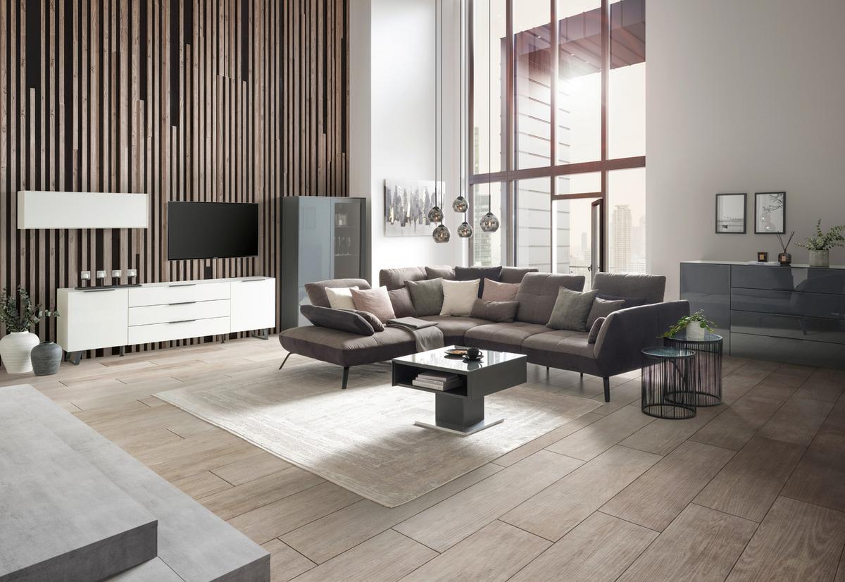 Nizka Omarica Max Box, Bela - barve nerjavečega jekla/črna, Moderno, kovina/umetna masa (235/63/45cm) - Premium Living
