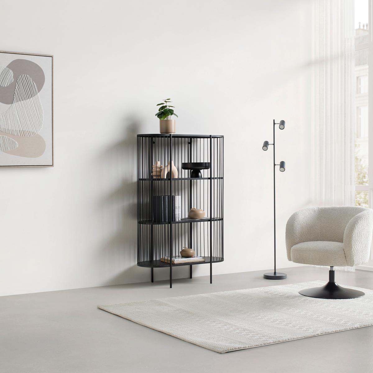 Álló Polc Fekete Tiago - fekete, Lifestyle, fém (80/125/34cm) - Mömax