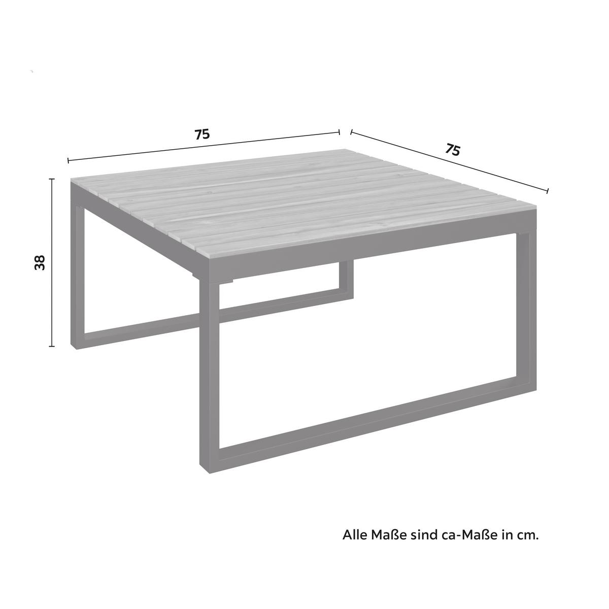 Loungegarnitur Adriano Creme Akazie/Metall/Outdoorstoff - Creme/Schwarz, MODERN, Holz/Textil - Bessagi Garden