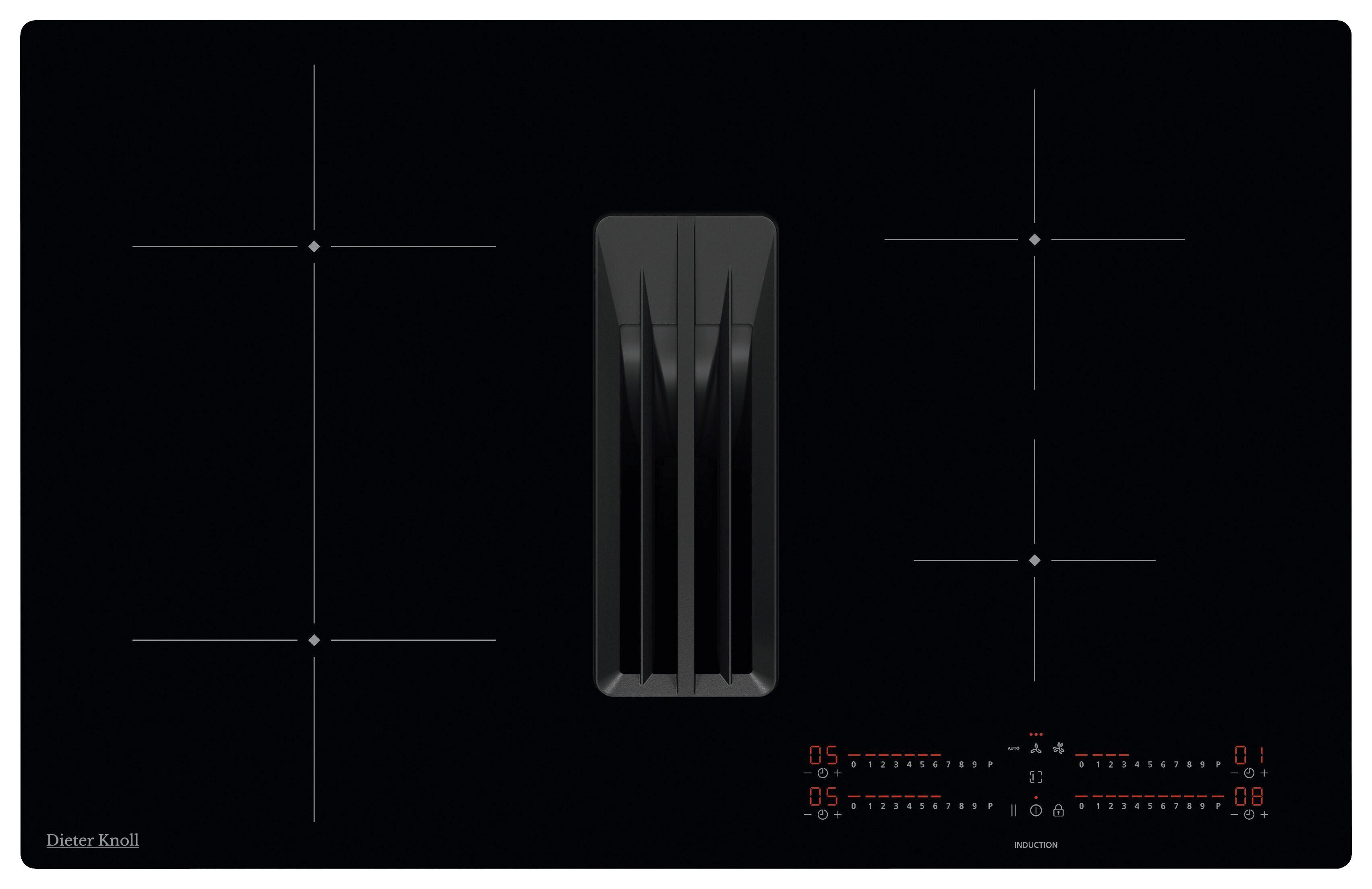 Kochfeld-Dunstabzug-Kombi DKEX8050IB - Schwarz, Basics, Glas/Metall (80/23/51cm) - Dieter Knoll