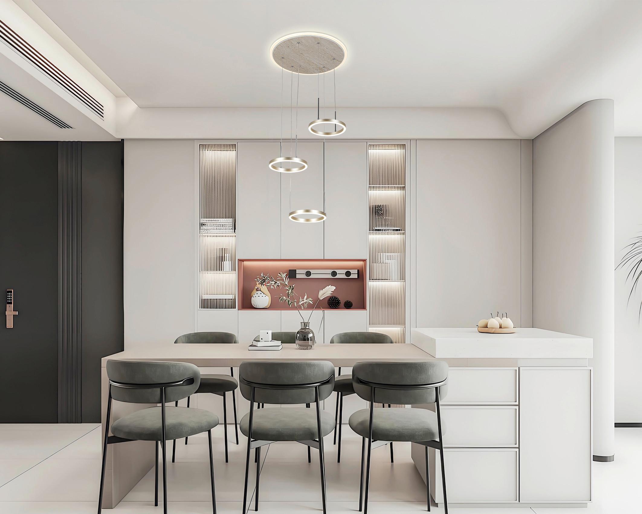 LED-HÄNGLAMPA STONI - champagne, Modern, metall/plast (42/42/150cm) - Mömax
