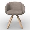 STOEL MET ARMELEUNINGEN NAYA - Beukenhoutkleuren/Bruin, Modern, Hout/Textiel (59,5/74/57,5cm) - Bessagi Home