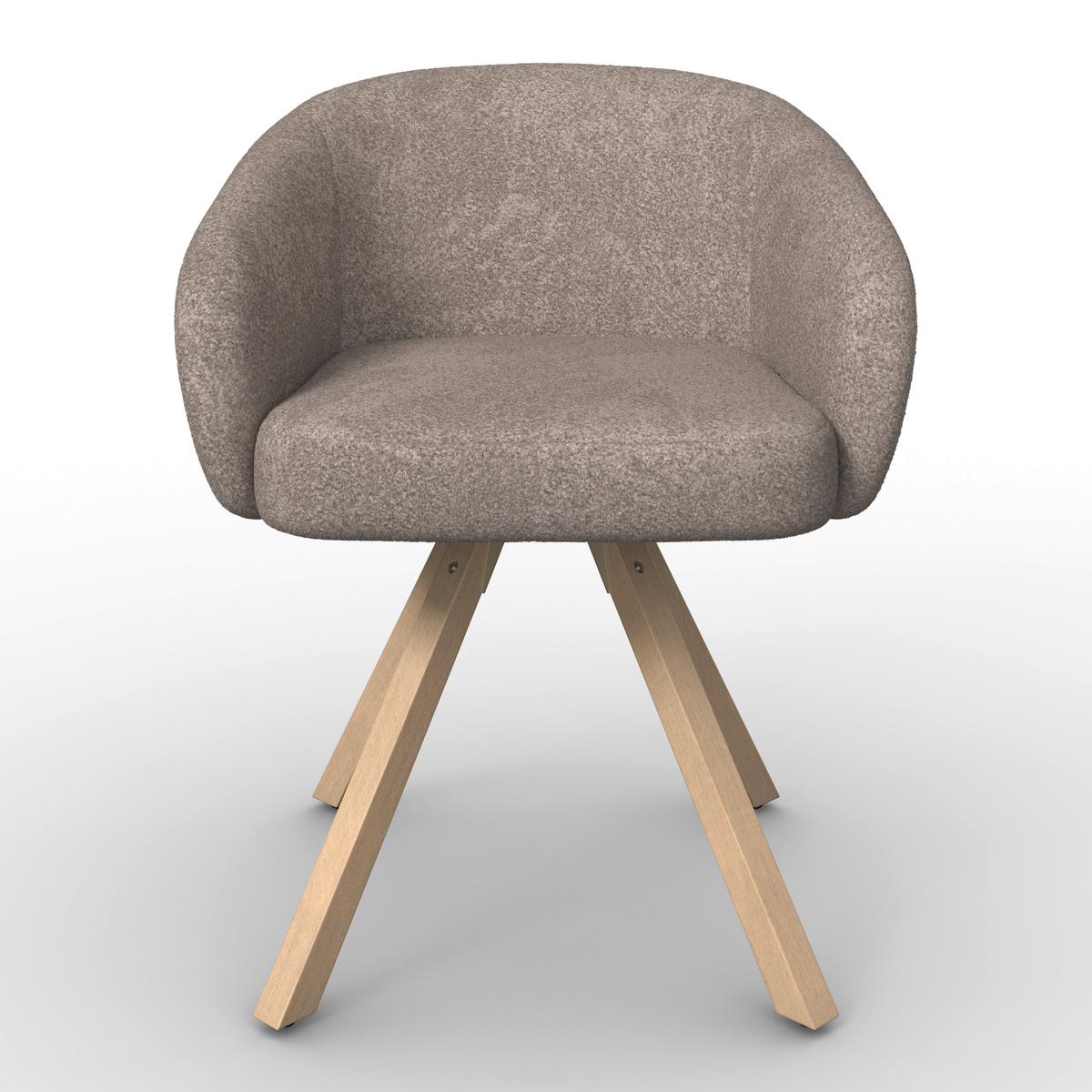 Armlehnstuhl Naya Braun Chenille Drehbar Gepolstert - Buchefarben/Braun, MODERN, Holz/Textil (62/65/81cm) - Bessagi Home