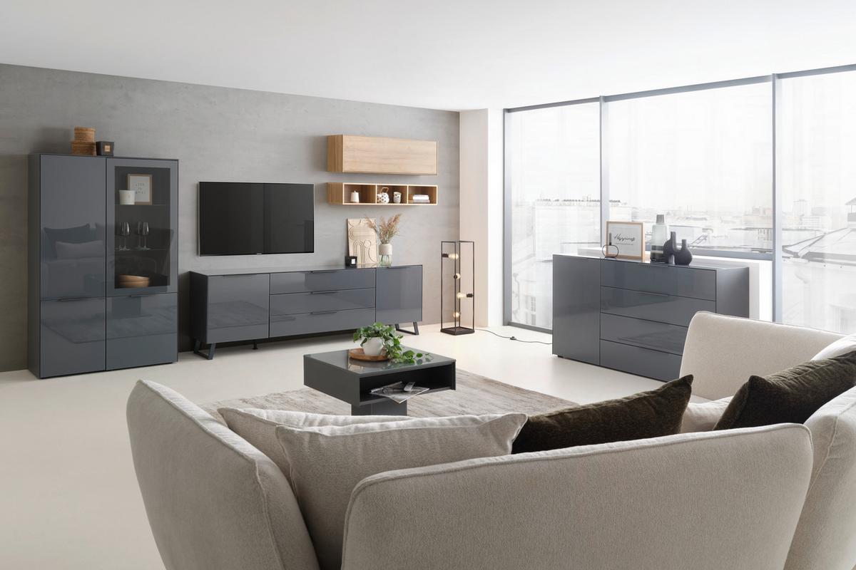 Vitrin Max Box - antracit, Modern, faalapú anyag/Üveg (109/179/42cm) - Premium Living