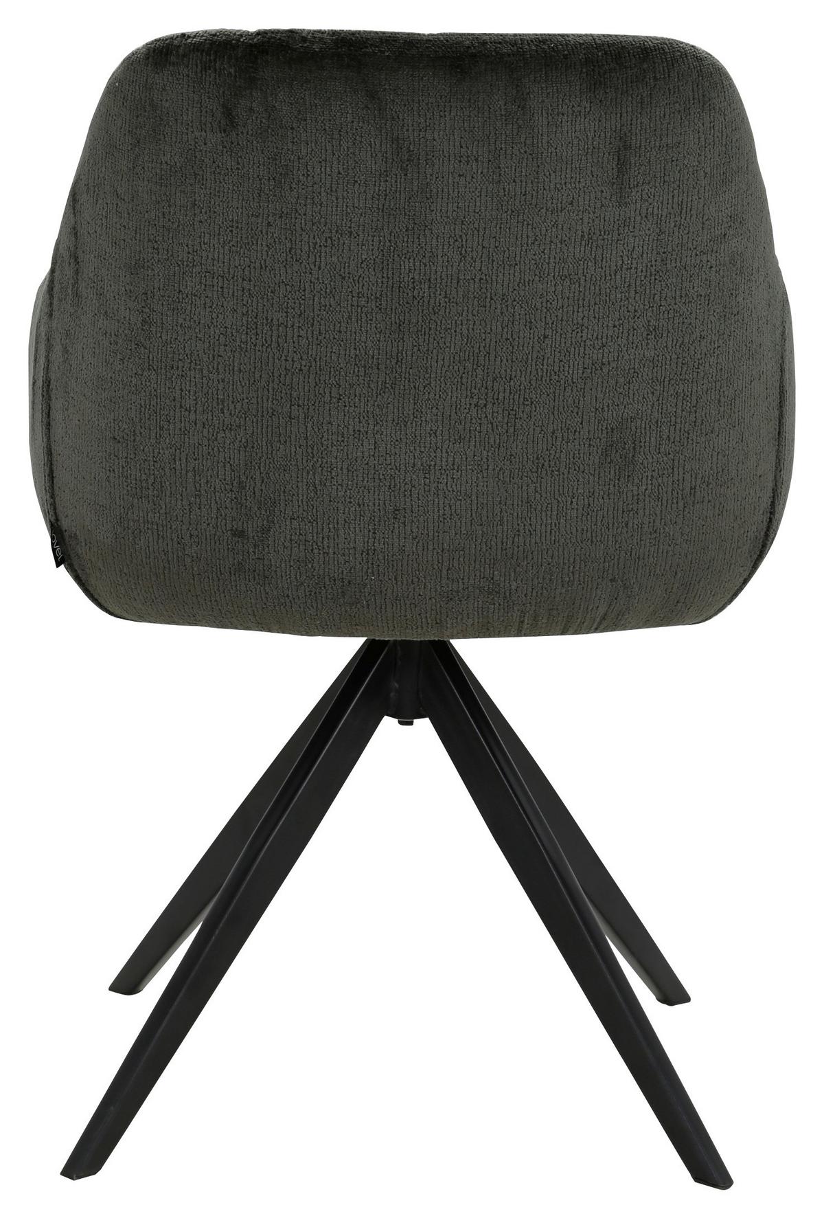 KRZESŁO Z PODŁOKIETNIKAMI MEGAN - czarny/ciemnozielony, Design, metal/tkanina (61/85,5/65,5cm) - Novel