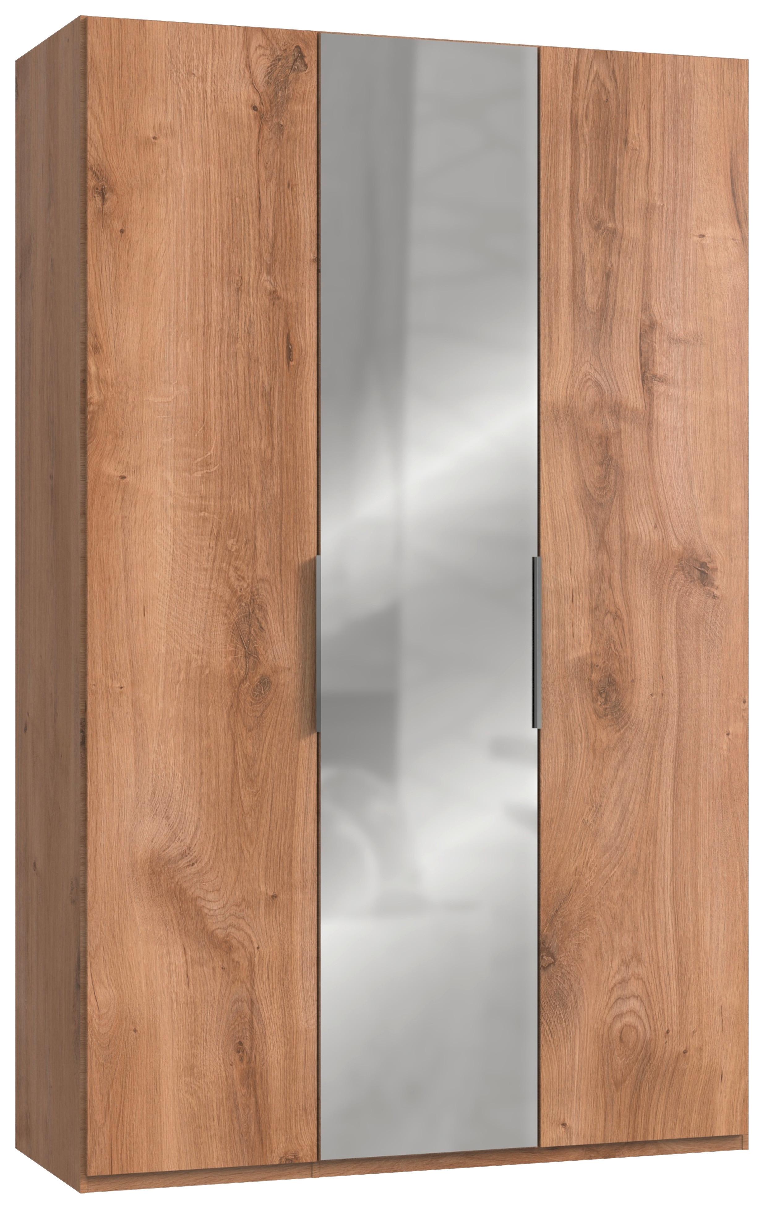 Drehtürenschrank Level 36A mit Spiegel ca. 150 cm Eiche Dekor - Chromfarben/Eichefarben, MODERN, Holzwerkstoff (150/236/58cm) - MID.YOU