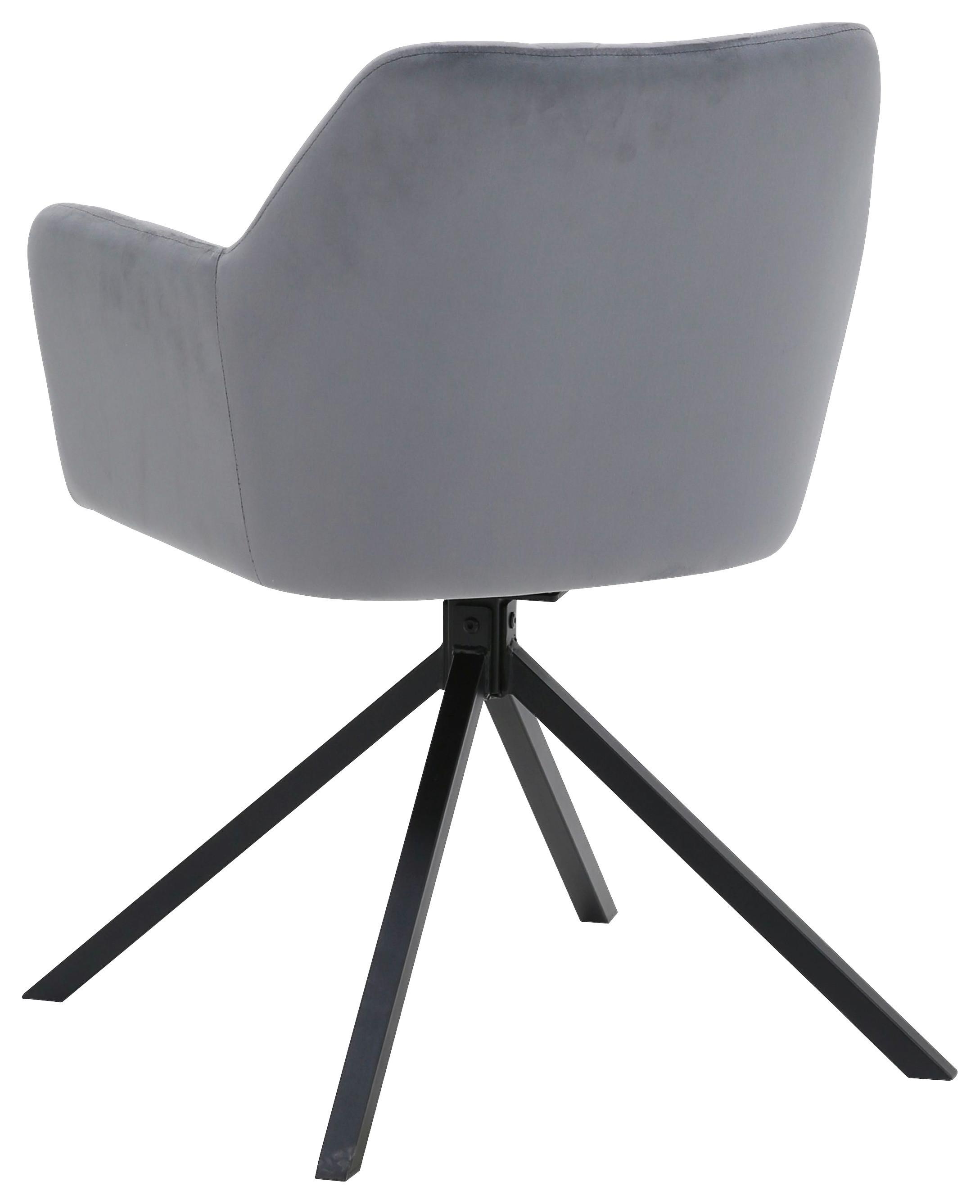 Stol Patti, Siva, Vrtljiv - črna/svetlo siva, Konvencionalno, kovina/tekstil (58/81/54cm)