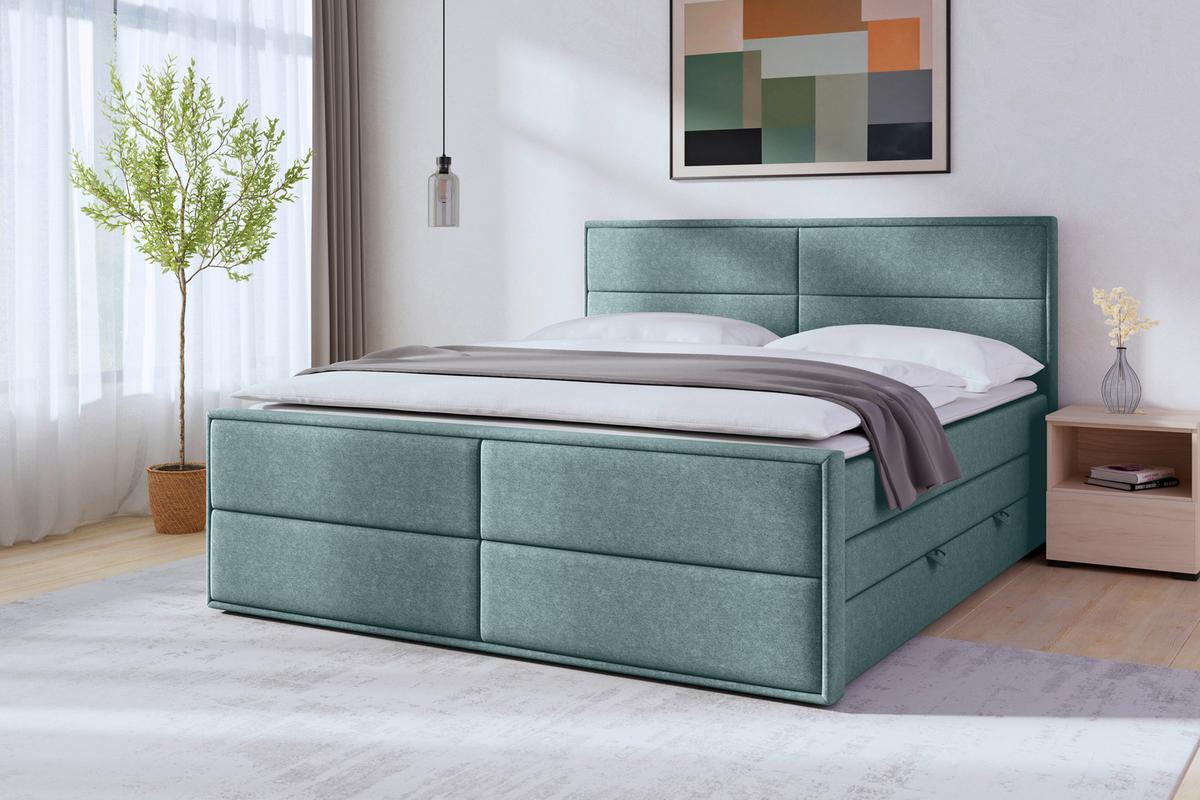 Boxspringbett Palermo ca. 180x200 cm Blau - Blau, MODERN, Holz/Kunststoff (180/200cm) - MID.YOU