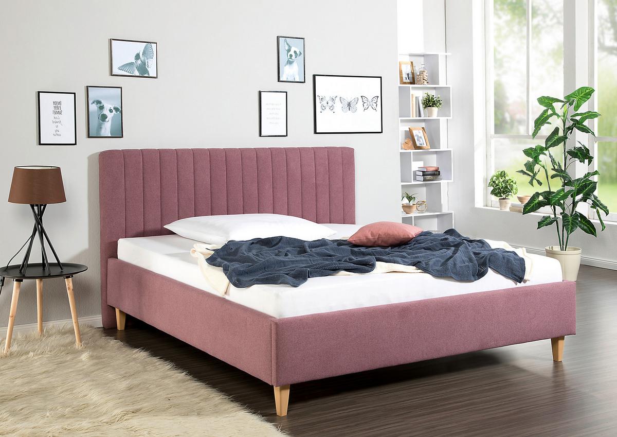 Polsterbett Sierro Beere ca. 180x200 cm - Beere/Naturfarben, MODERN, Holz/Textil (180/200cm) - Livetastic