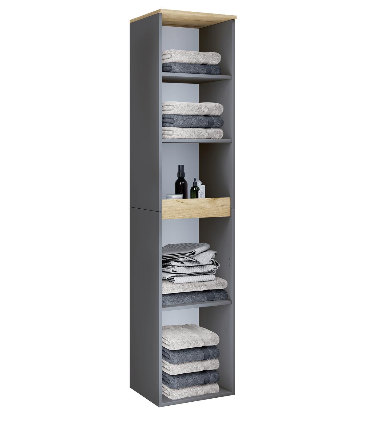 Badezimmerregal Cosila - Honigeiche/Anthrazit, Trend, Holzwerkstoff (40/180/35cm) - MID.YOU