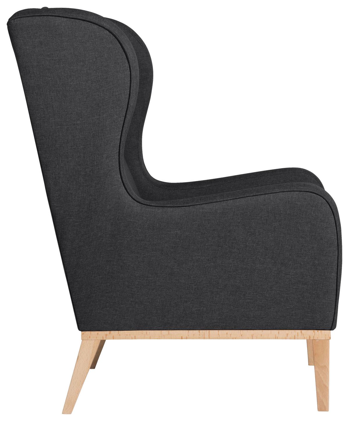 OHRENSESSEL ANGELO - Graphitfarben/Naturfarben, KONVENTIONELL, Holz/Textil (66/104/78cm) - Max Winzer