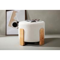 POUF COFFEY - Hellbraun/Weiß, Design, Holz/Textil (52.5/43/52.5cm) - Livetastic