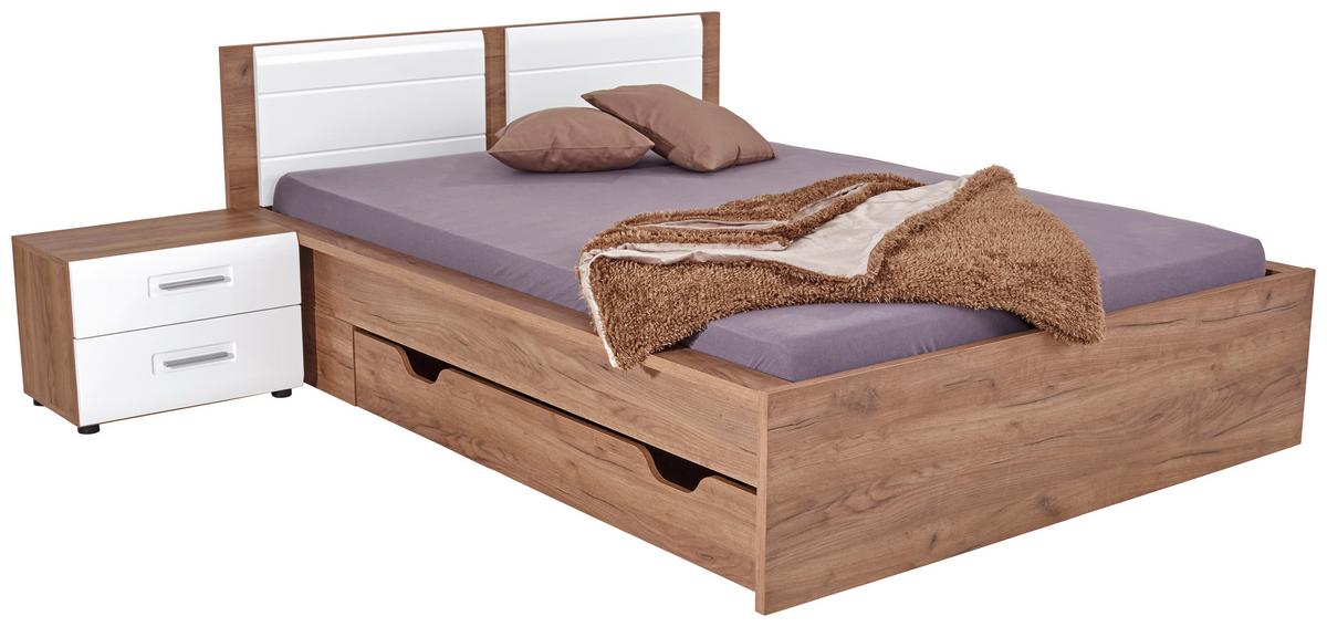 Krevet Avensis - bijela/boje hrasta, Konvencionalno, drvo (140/200cm) - Modern Living