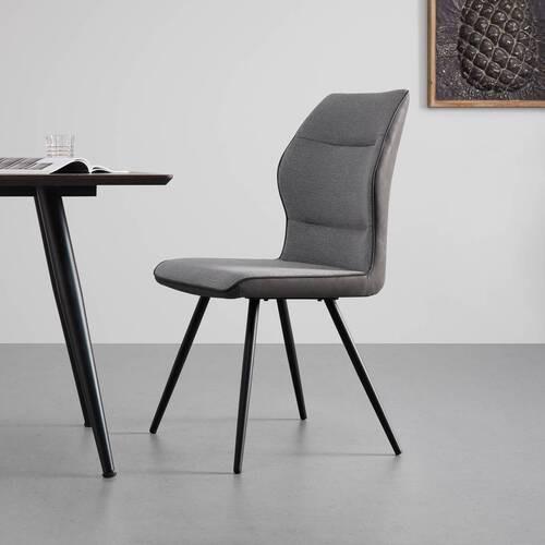 KRZESŁO EVA - czarny/szary, Modern, metal/drewno (49/91/59cm) - Bessagi Home