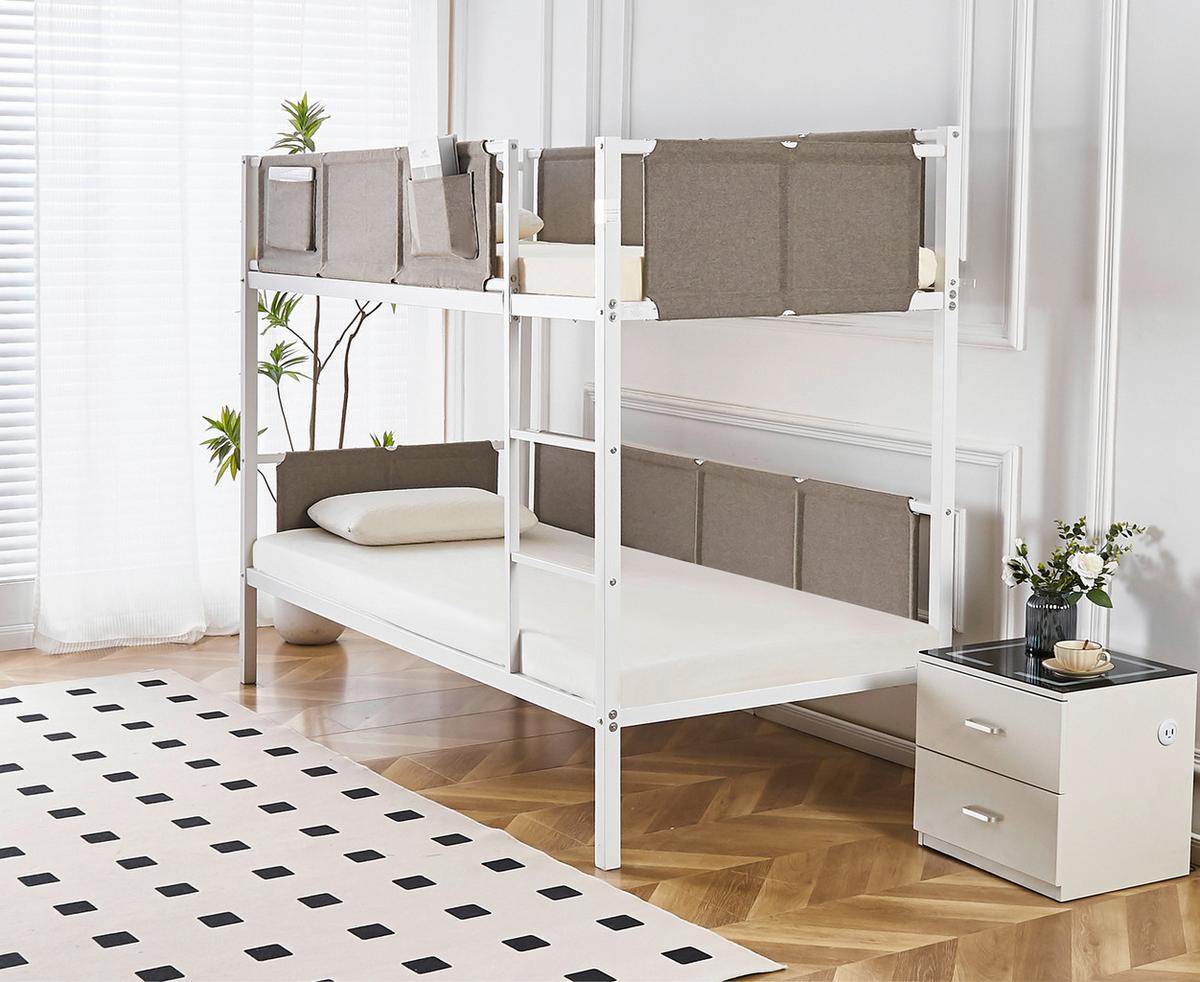 Etagenbett Timo in Weiss ca. 2x ca. 90x200cm - Weiss/Grau, Konventionell, Metall (208/161/96cm) - Zandiara