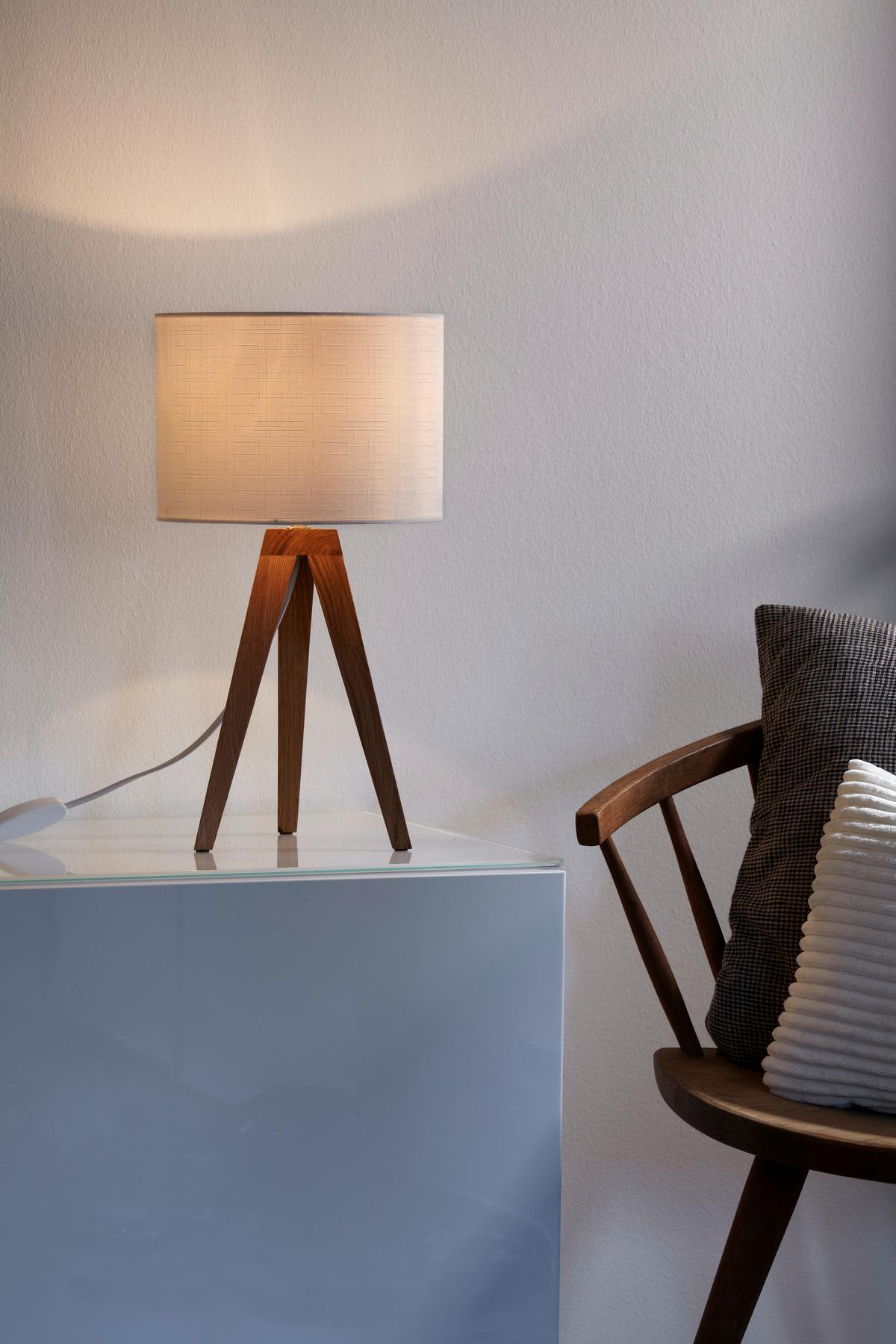 Tischleuchte Kullen max. 40 Watt - Eichefarben, Basics, Holz/Textil (22,5/22,5/44cm) - Markslöjd
