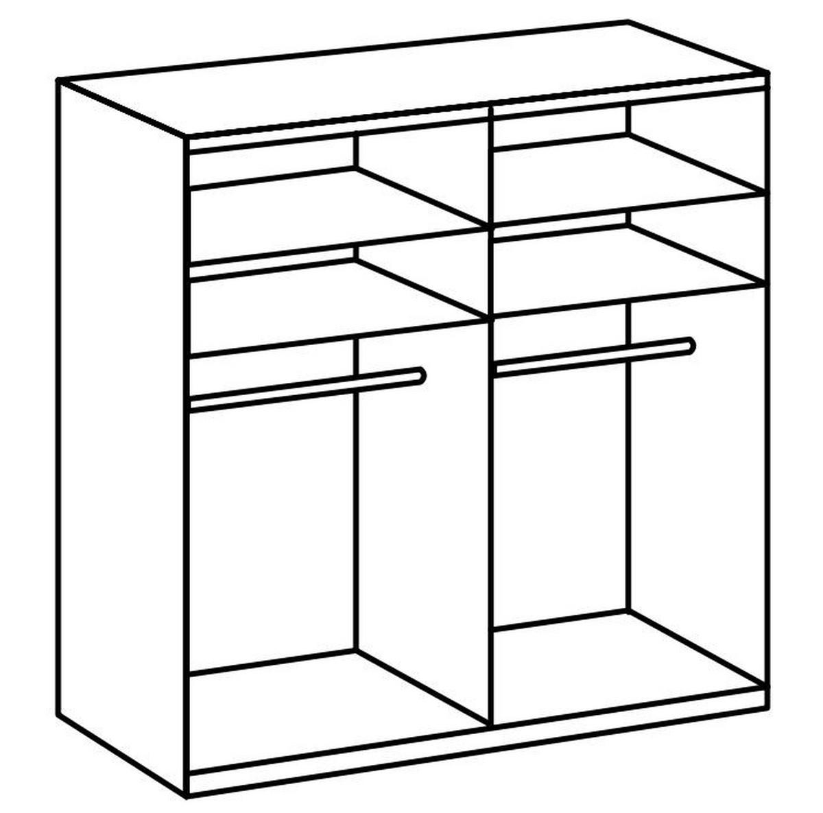 Drehtürenschrank Level 36A mit Spiegel ca.200cm Graphitfarben - Chromfarben/Eichefarben, MODERN, Holzwerkstoff (200/236/58cm) - MID.YOU