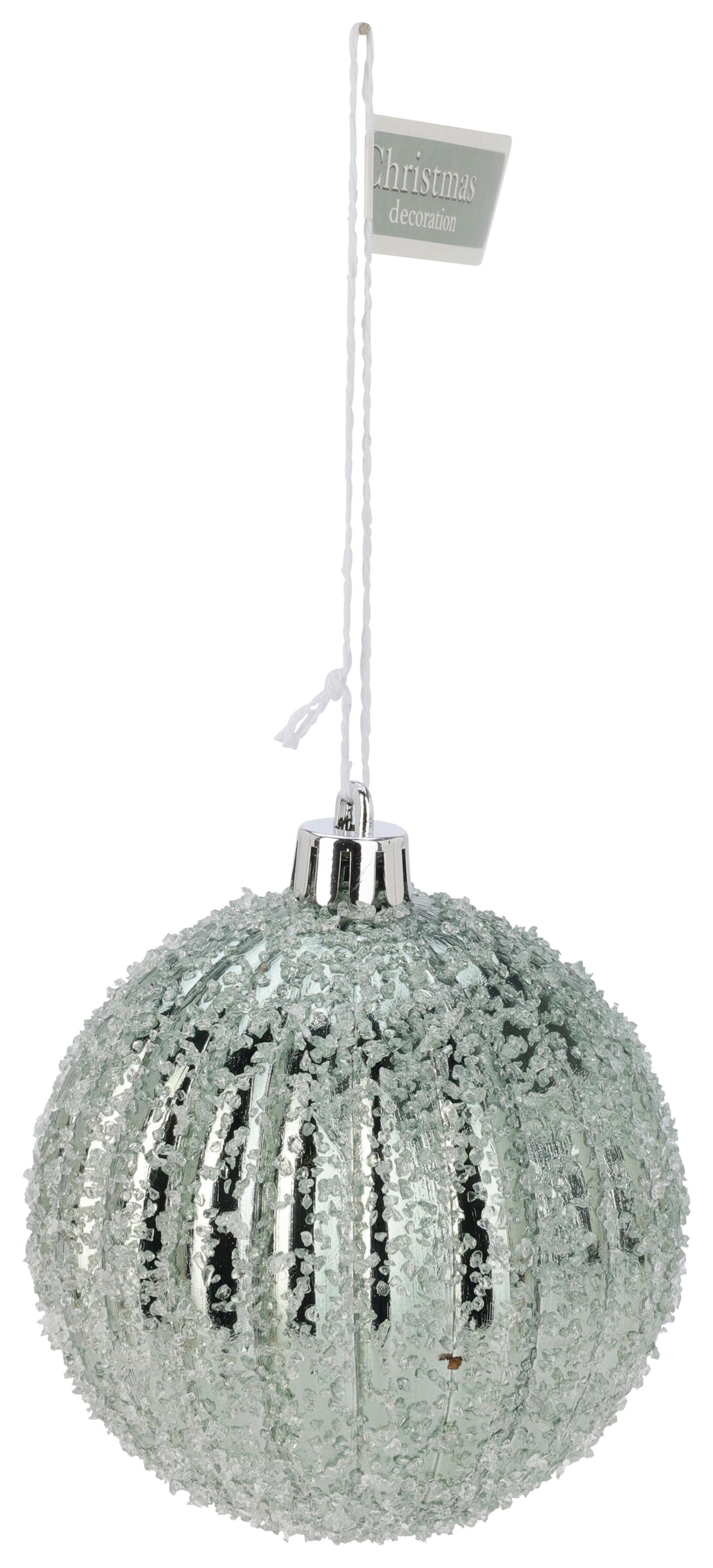 Christbaumkugel NEVA - Weiss/Silberfarben, Kunststoff (8/8/8cm)