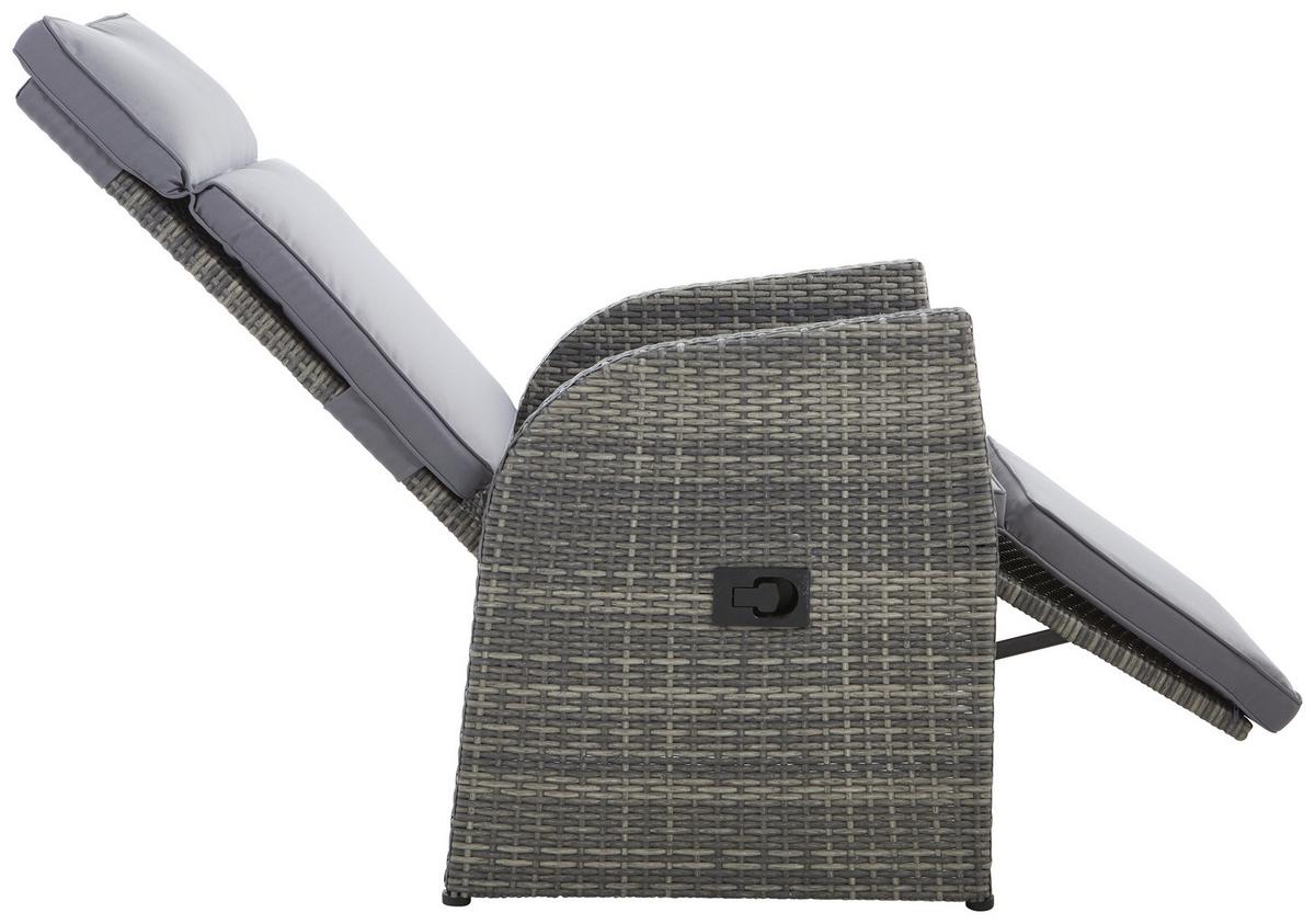 OGRODOWY FOTEL RELAKSACYJNY AMELIA - szary, Modern, tworzywo sztuczne/metal (57/73/105cm) - Ambia Garden
