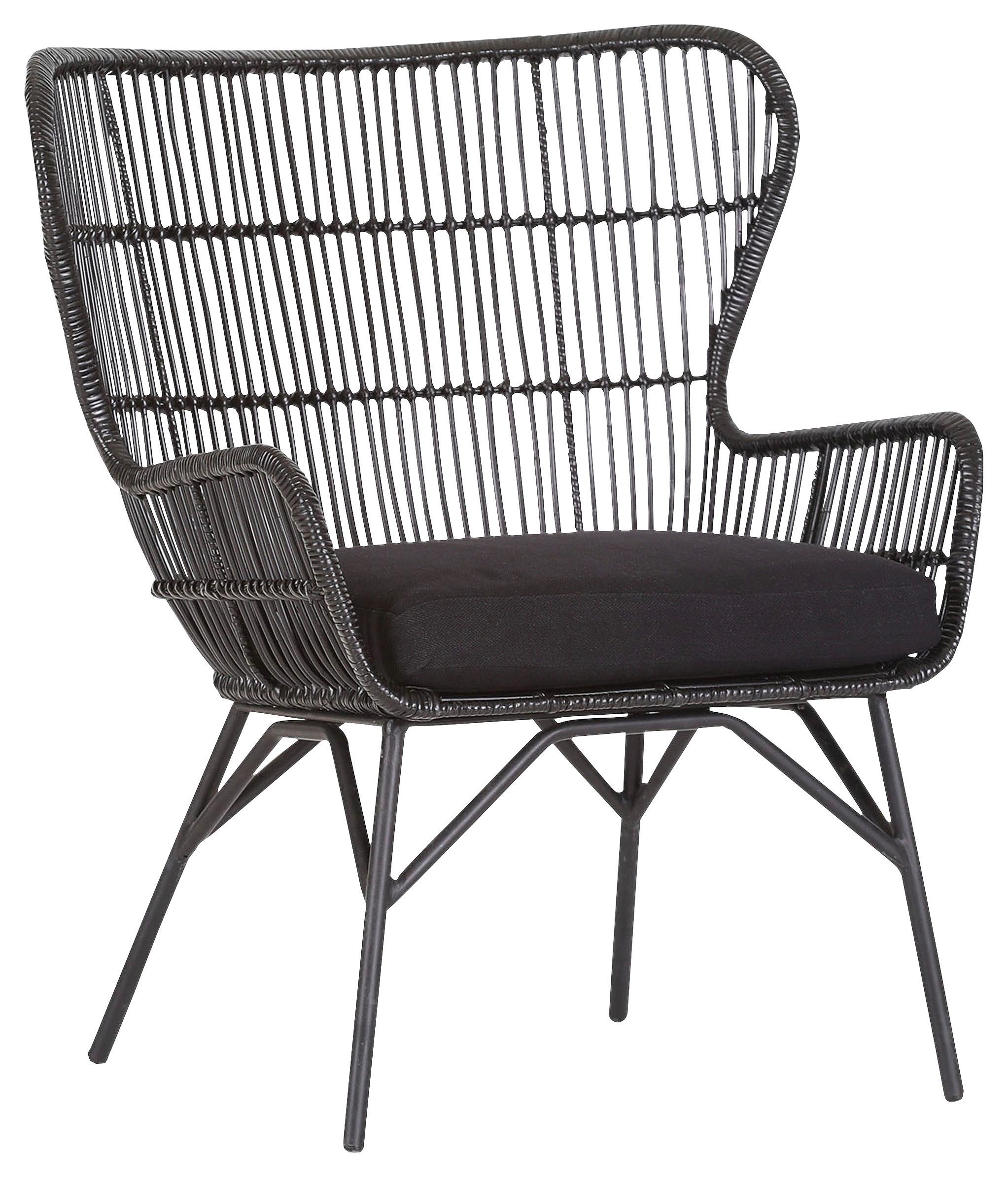 FOTEL USZAK GÖTEBORG -BEACH CLUB- - czarny, Lifestyle, metal/drewno (74/87/64cm) - Landscape