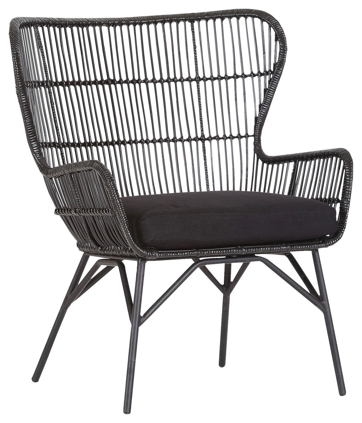 FOTEL USZAK GÖTEBORG -BEACH CLUB- - czarny, Lifestyle, metal/drewno (74/87/64cm) - Landscape